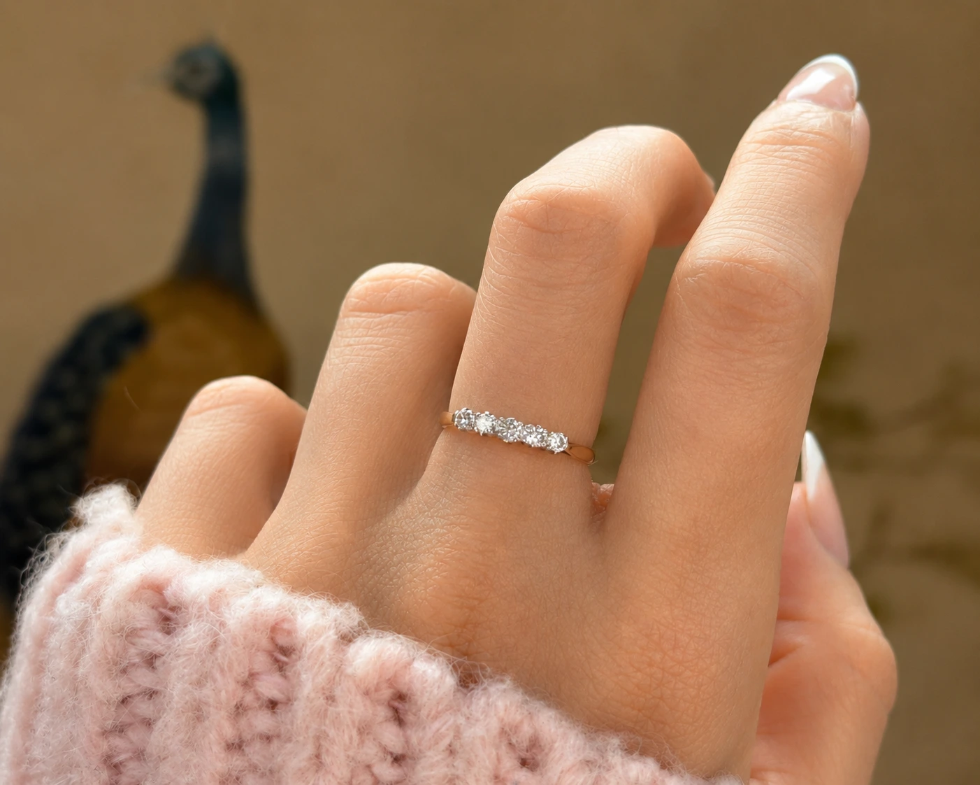five stone ring on hand