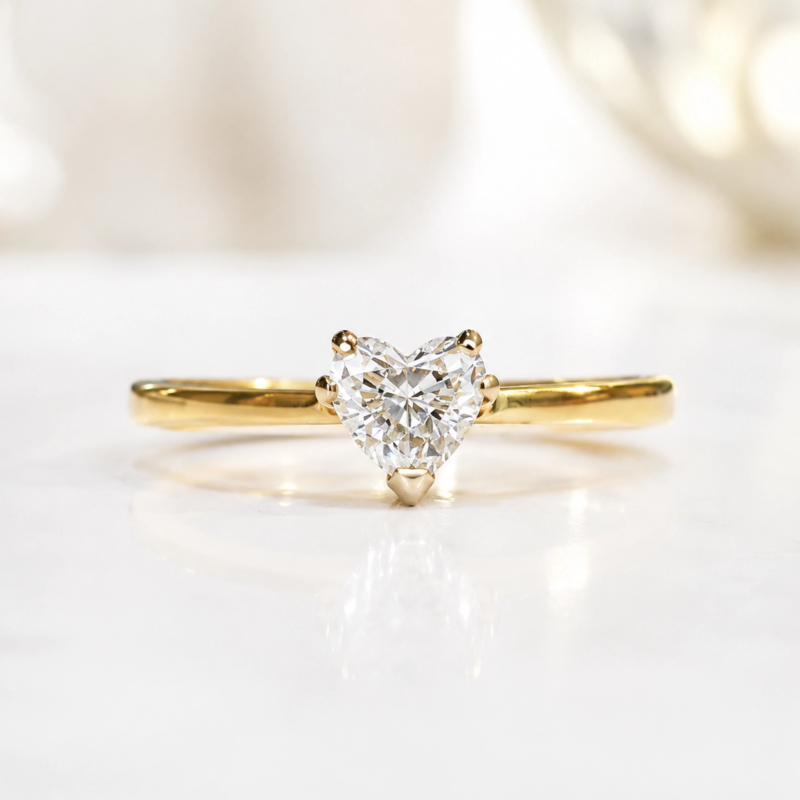 vintage heart cut diamond ring in 18ct yellow gold for sale in Leeds