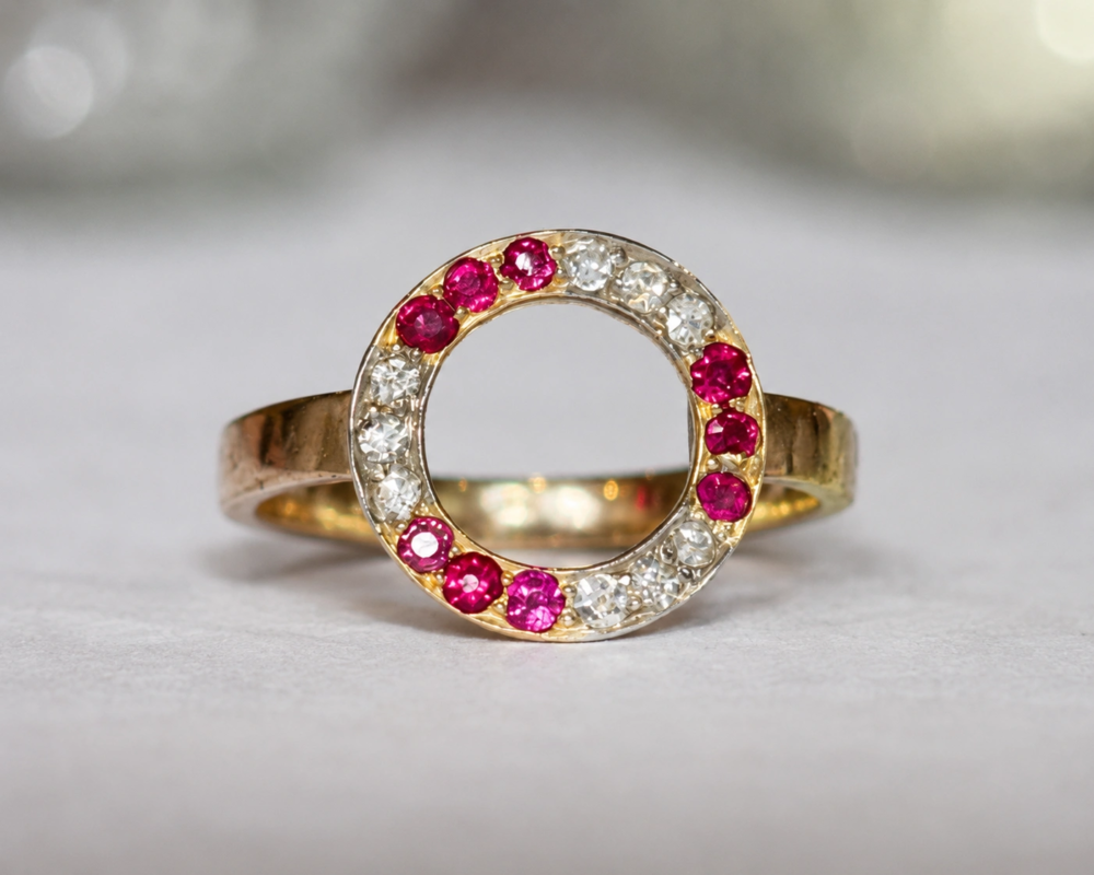 ruby and diamond halo ring antique ruby and diamond halo ring for sale in Leeds