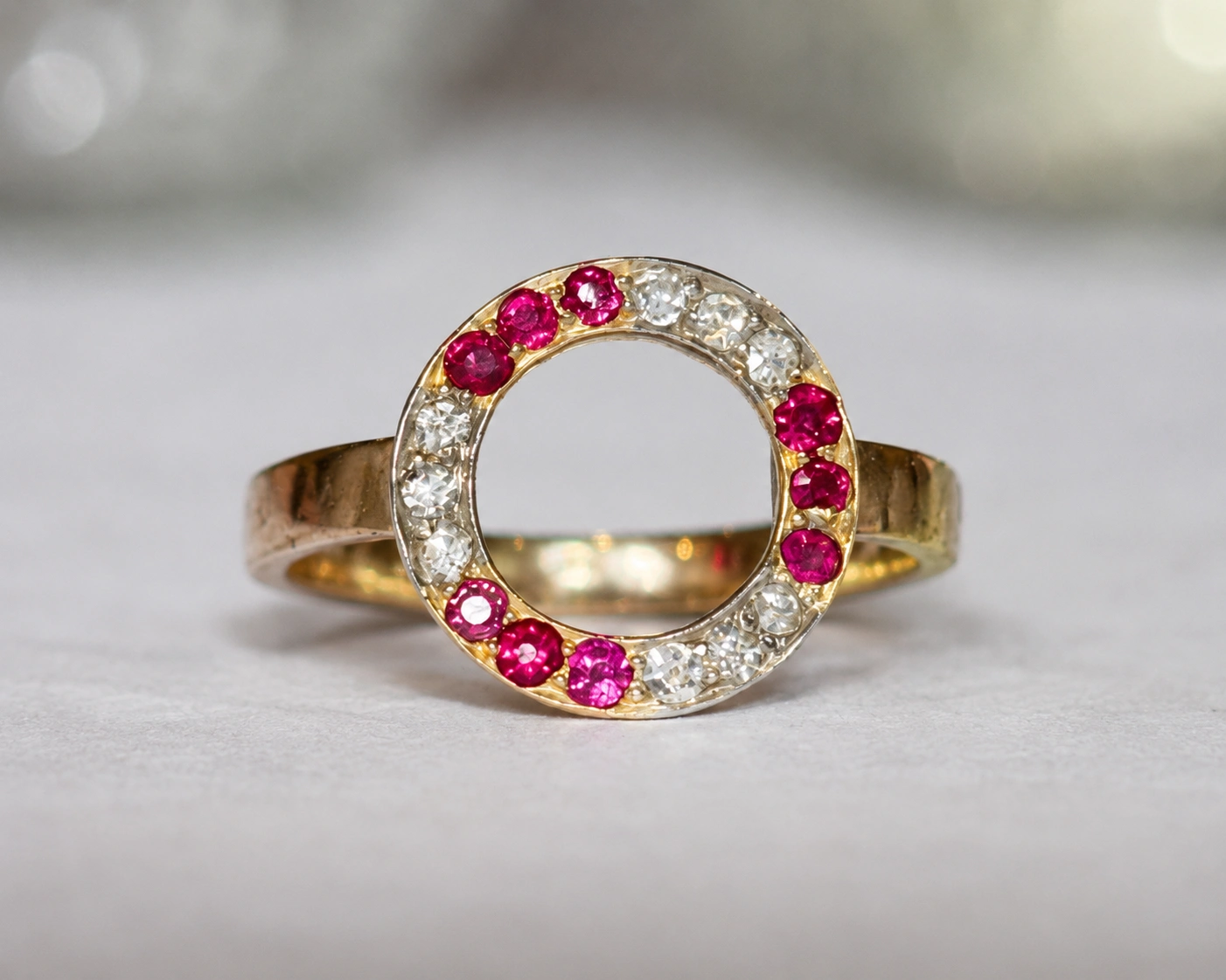 ruby and diamond halo ring