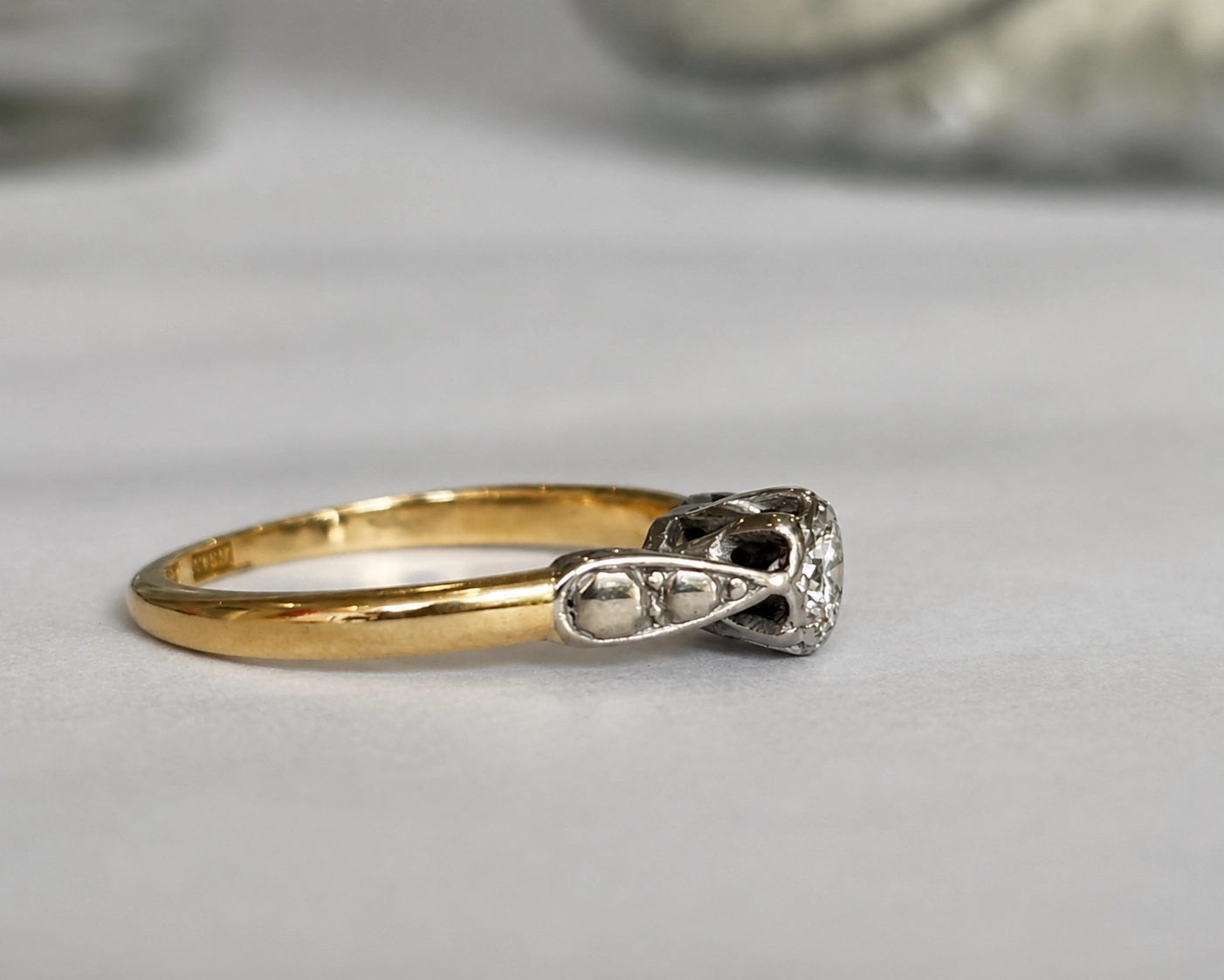 side of 1958 diamond solitaire ring