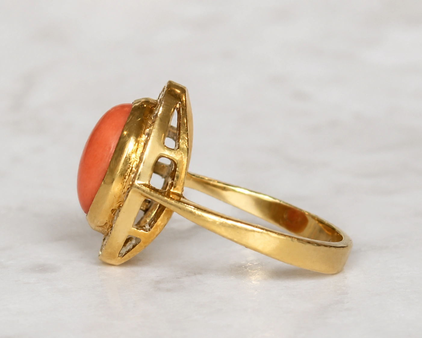 side vintage coral ring