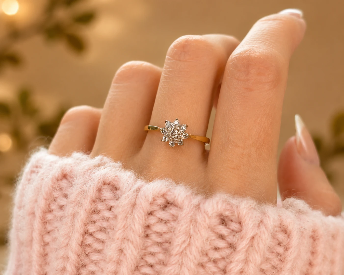 star cluster ring on hand