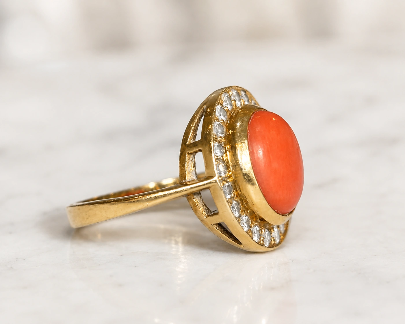 vintage coral ring side
