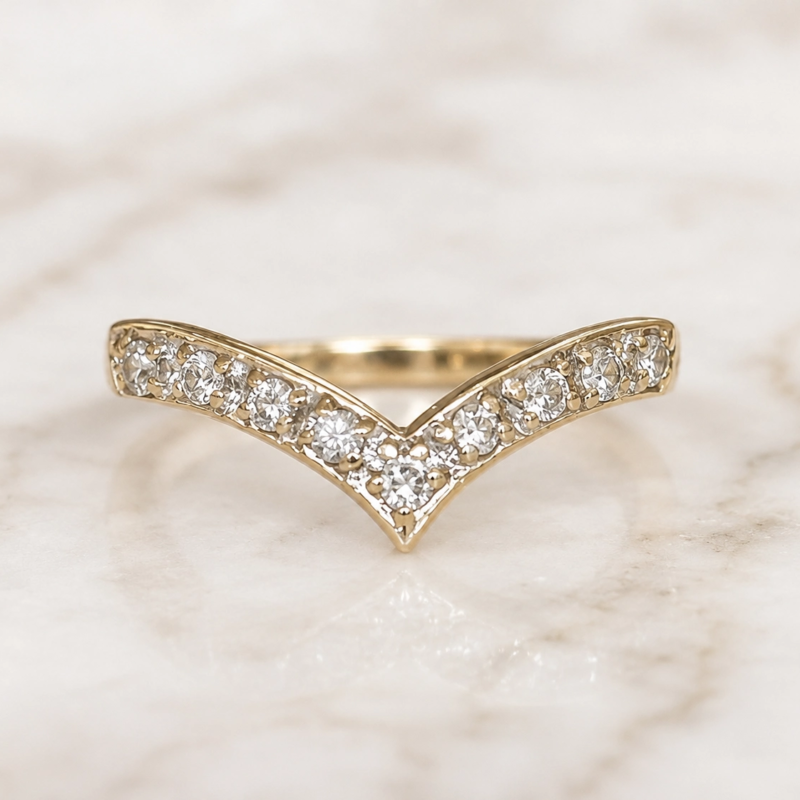 vintage diamond wishbone ring in 9ct yellow gold for sale in leeds