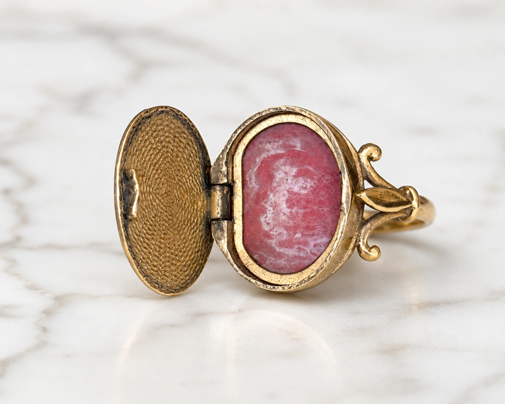 vintage 1980s 9ct gold locket ring open