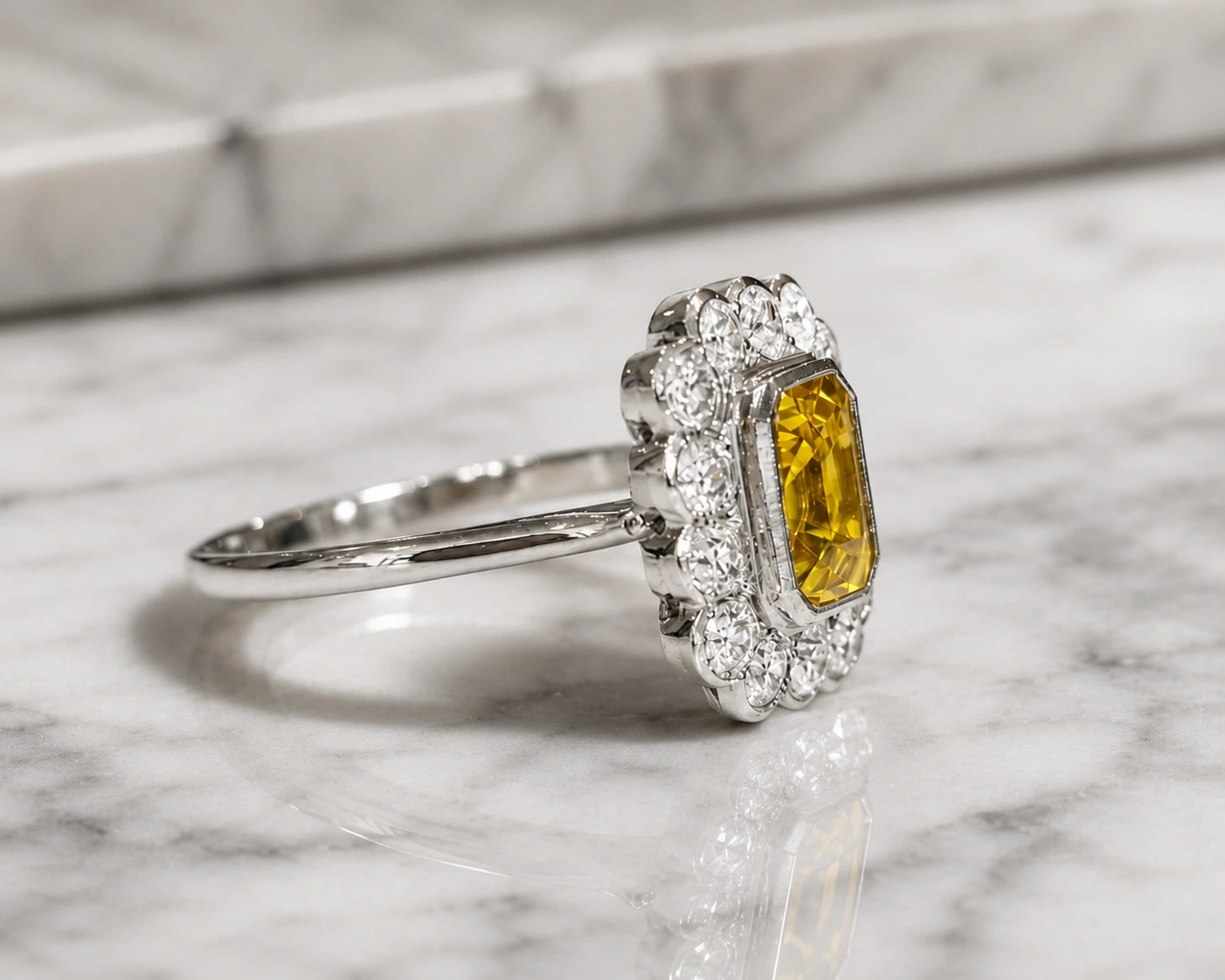yellow sapphie side ring
