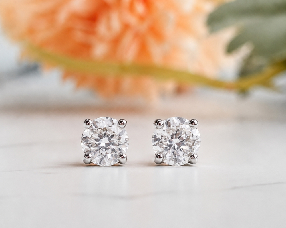 1.66ct diamond studs vintage 1.66ct diamond studs in 18ct white gold circa 1970s for sale in Leeds