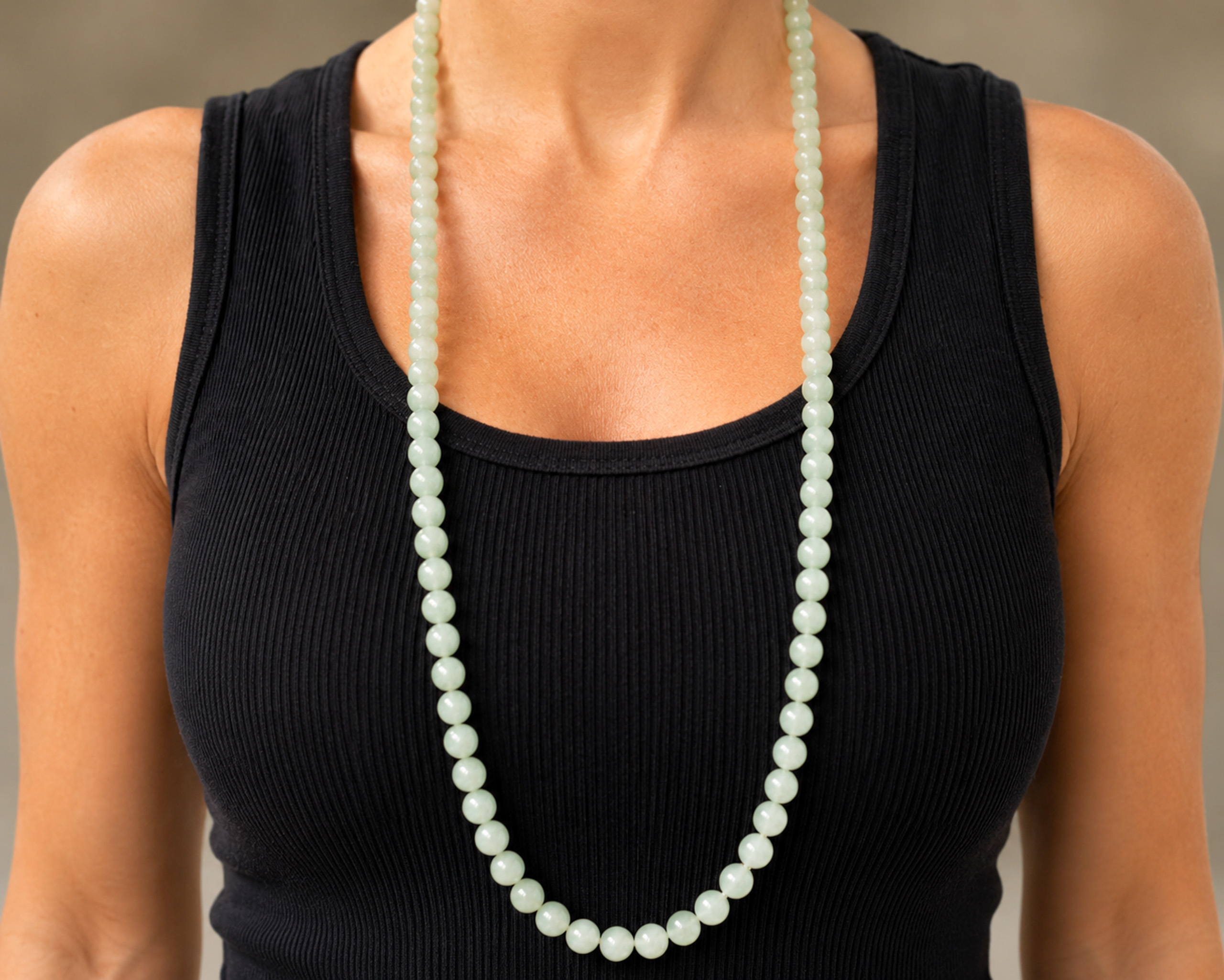 1920s jade beads on model