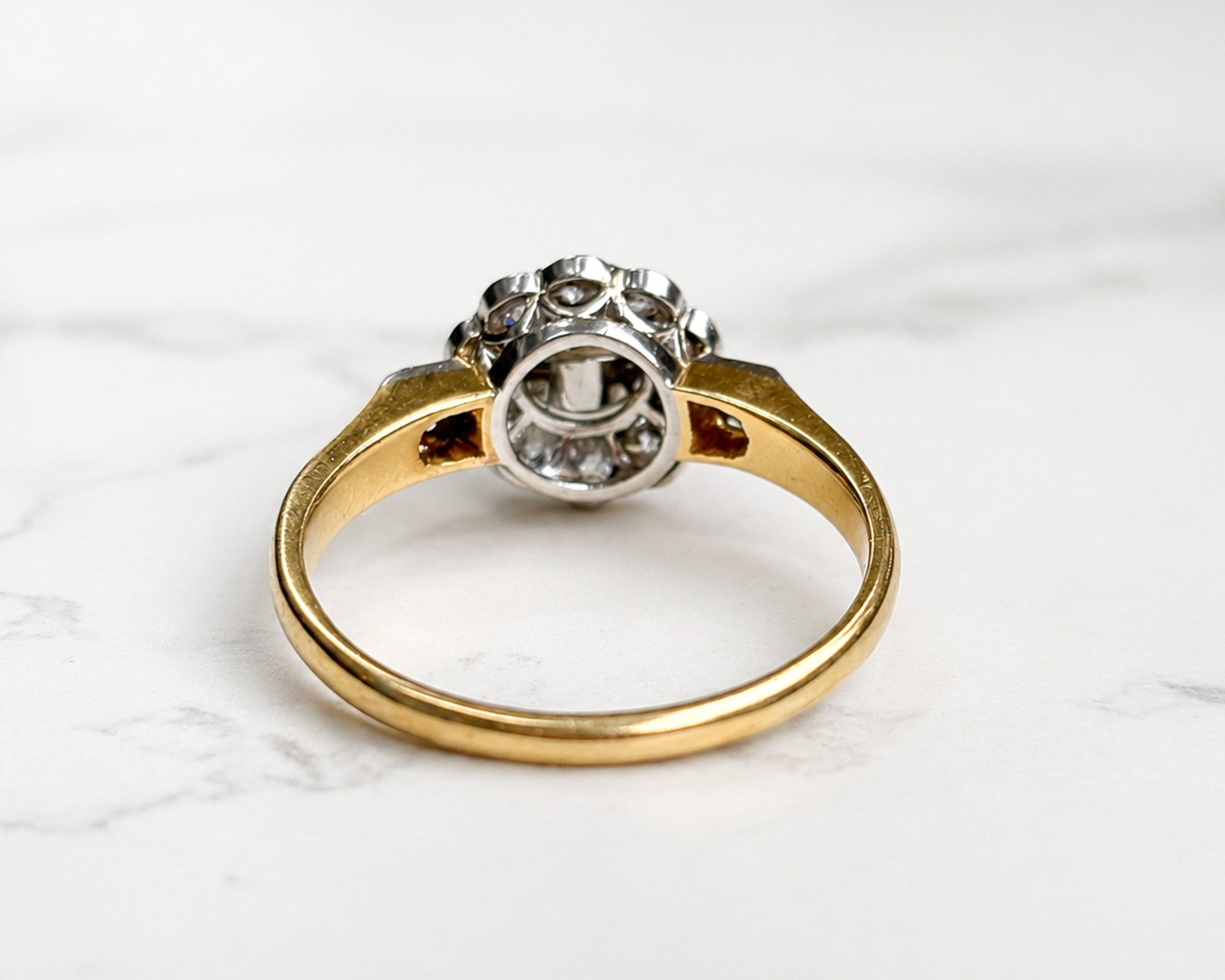 Edwardian pearl and diamond ring rear view