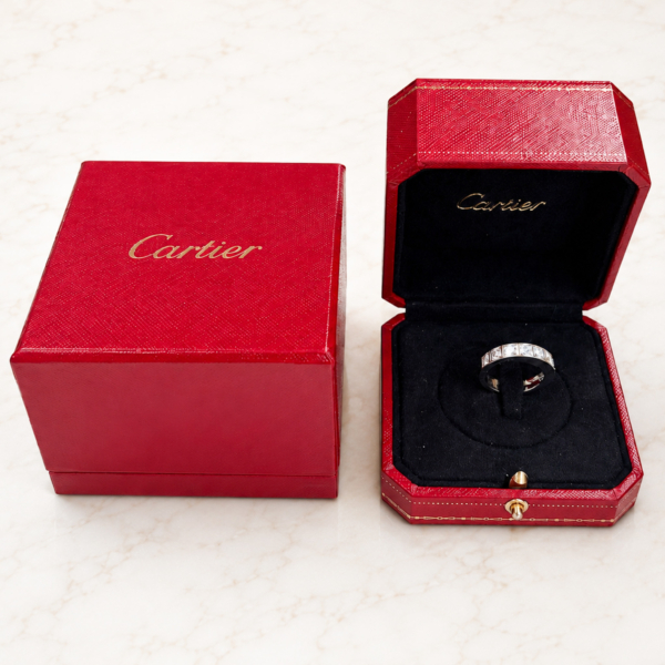 Vintage Cartier diamond half eternity ring in 18ct white gold. 1.9ct for sale in Leeds, original boxes