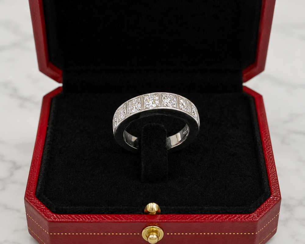 Vintage Cartier diamond half eternity ring in 18ct white gold. 1.9ct for sale in Leeds