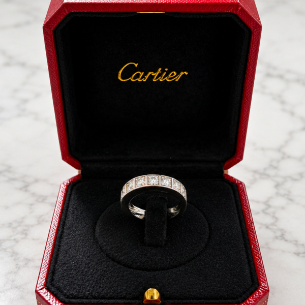 Vintage Cartier diamond half eternity ring in 18ct white gold. 1.9ct for sale in Leeds