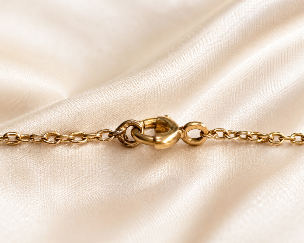 antique Victorian turquoise and pearl necklace in 15ct gold for sale in Leeds showing the catch