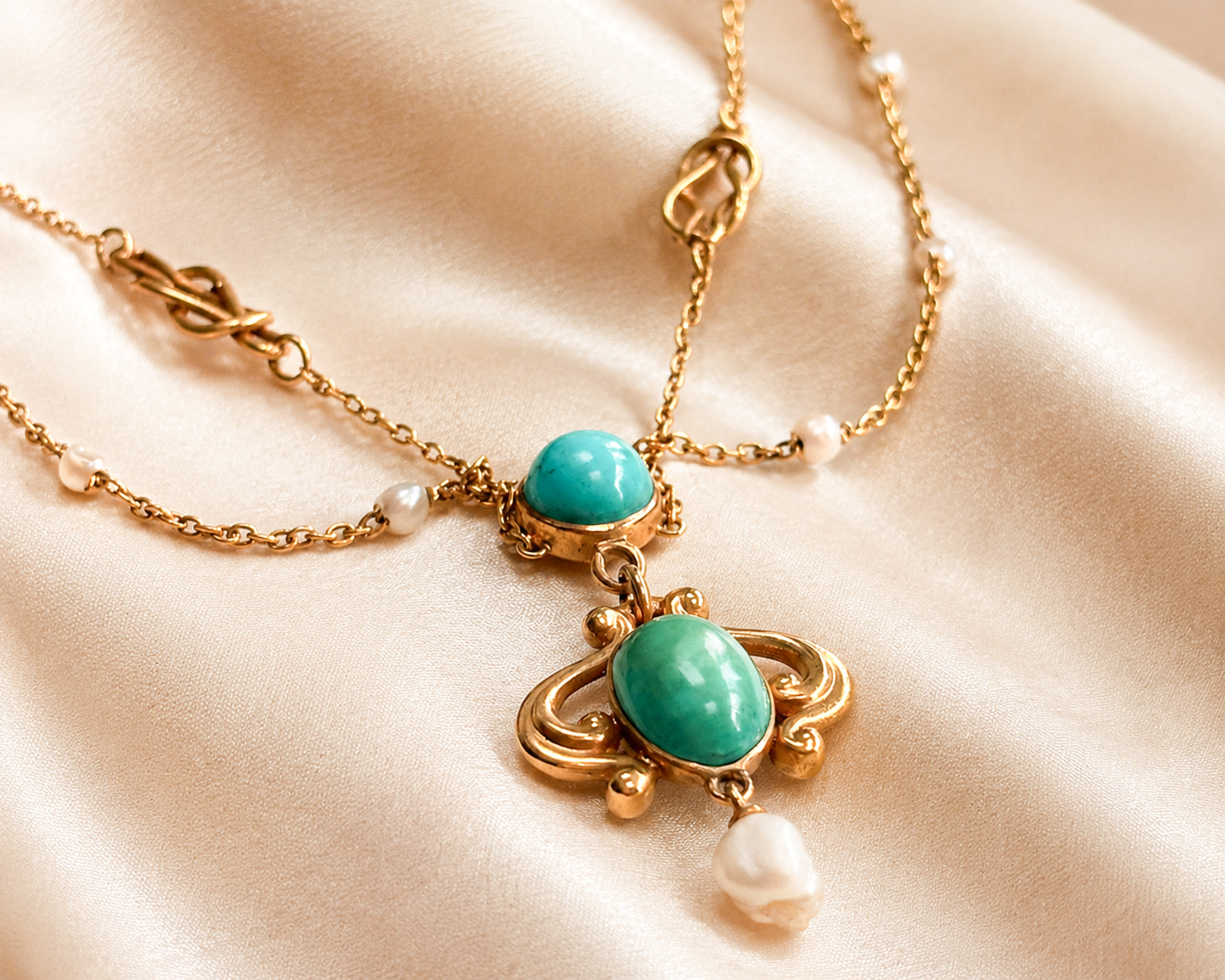 victorian 15ct gold and turquoise necklace