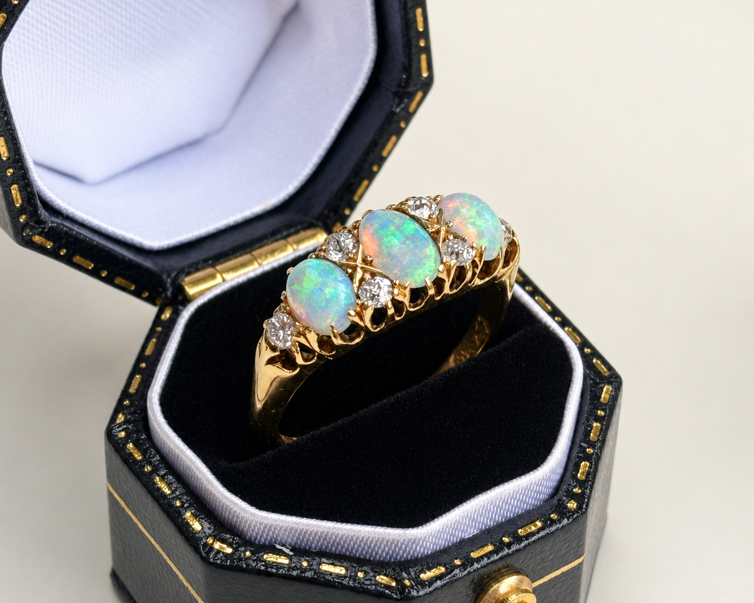 victorian opal ring in box