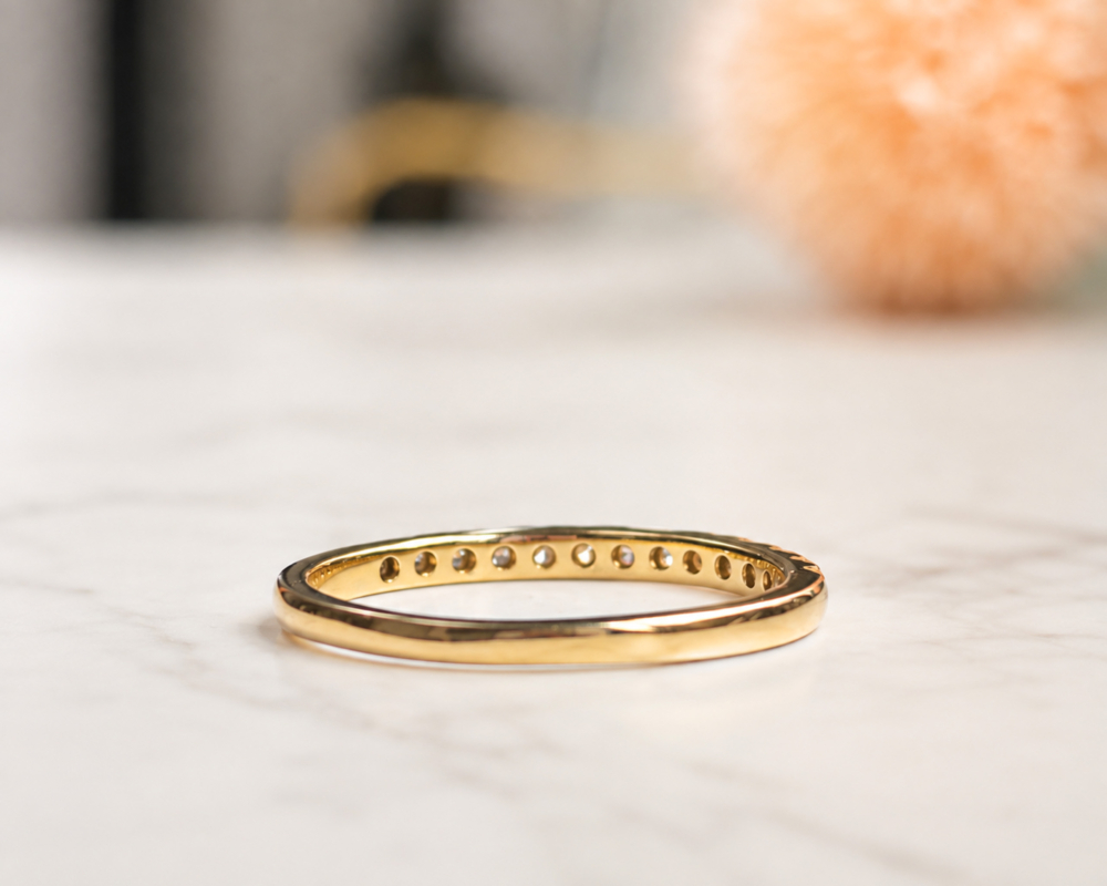 18ct gold diamond half eternity ring for sale in Leeds showing back view