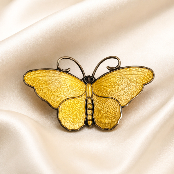 vintage David Andersen silver and enamel butterfly brooch for sale in Leeds