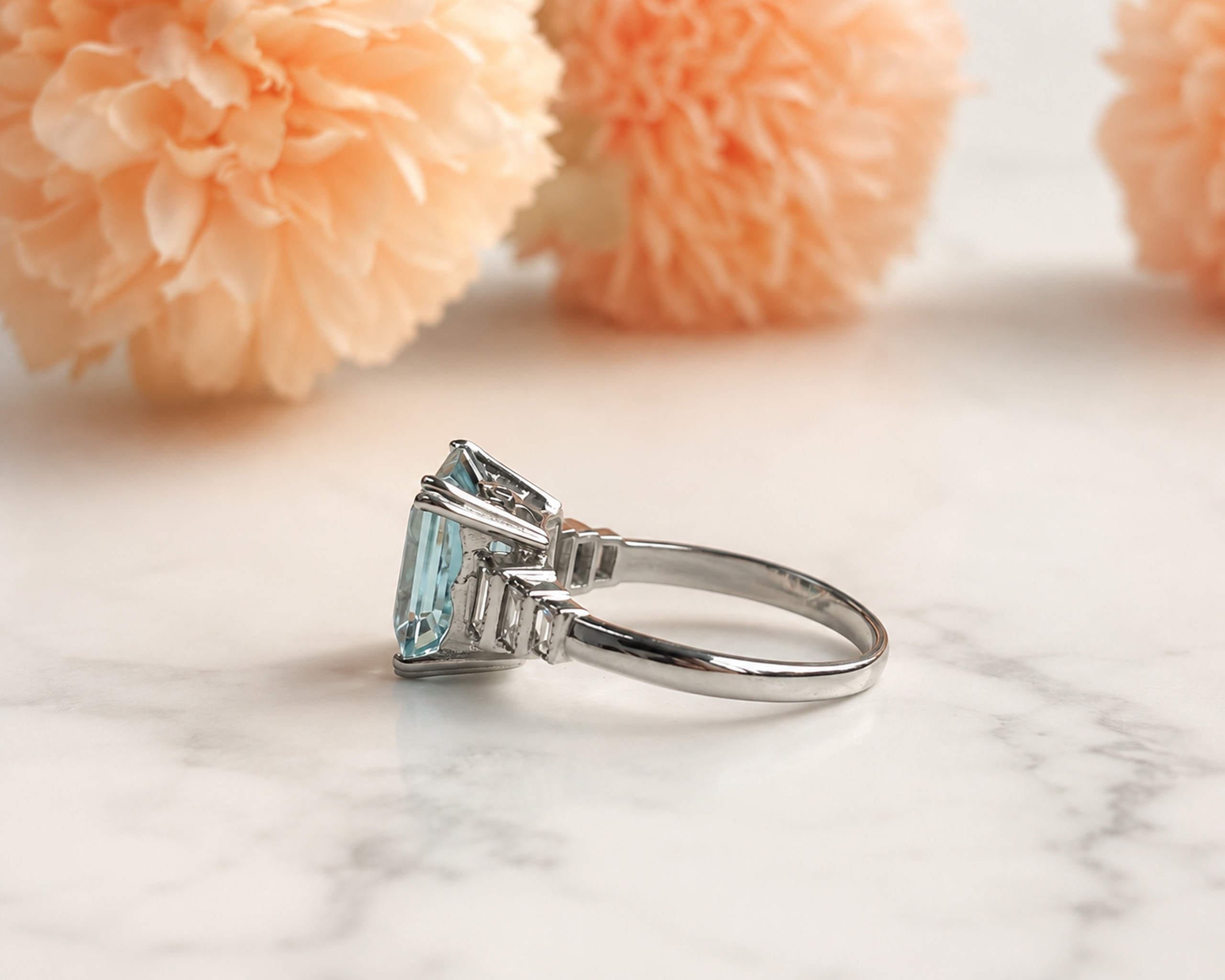 art deco style aquamarine ring side 2