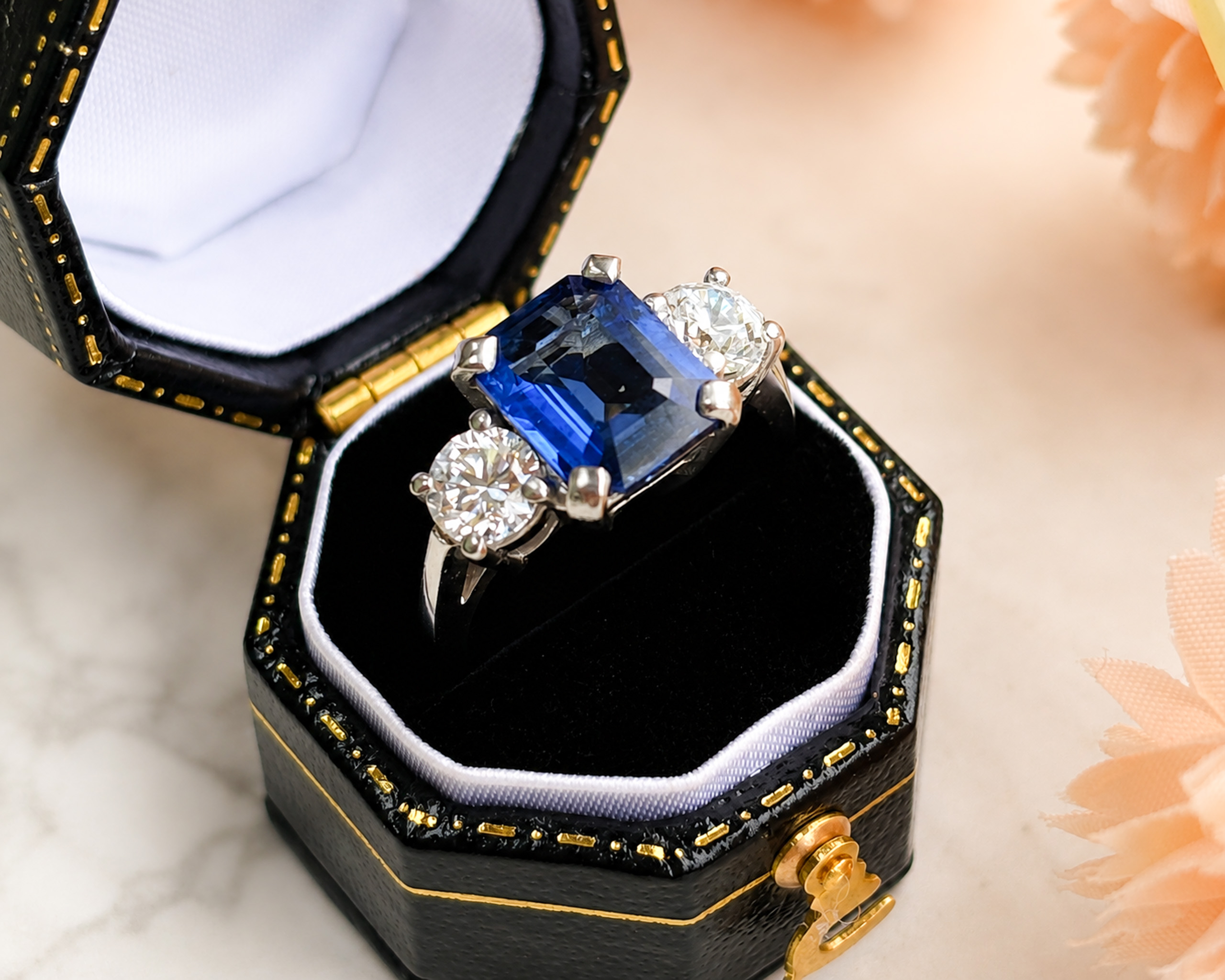 art deco style sapphire and diamond ring in box – Copy