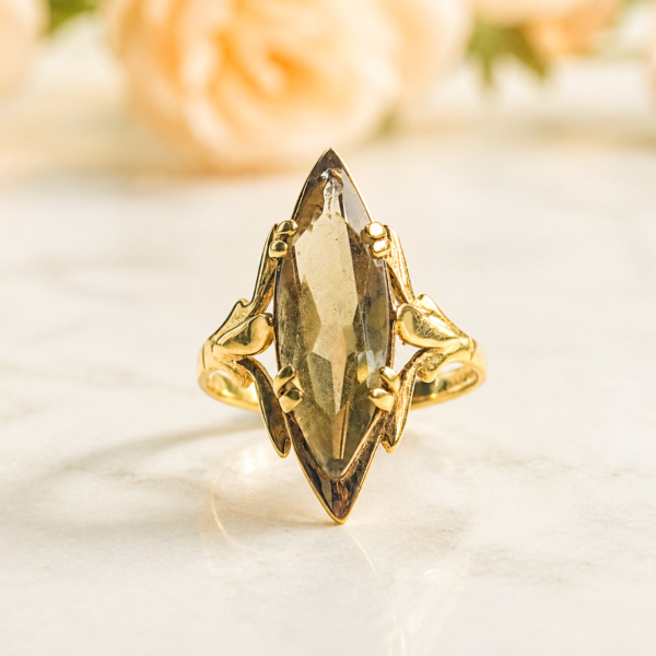vintage citrine statement ring in 9ct yellow gold