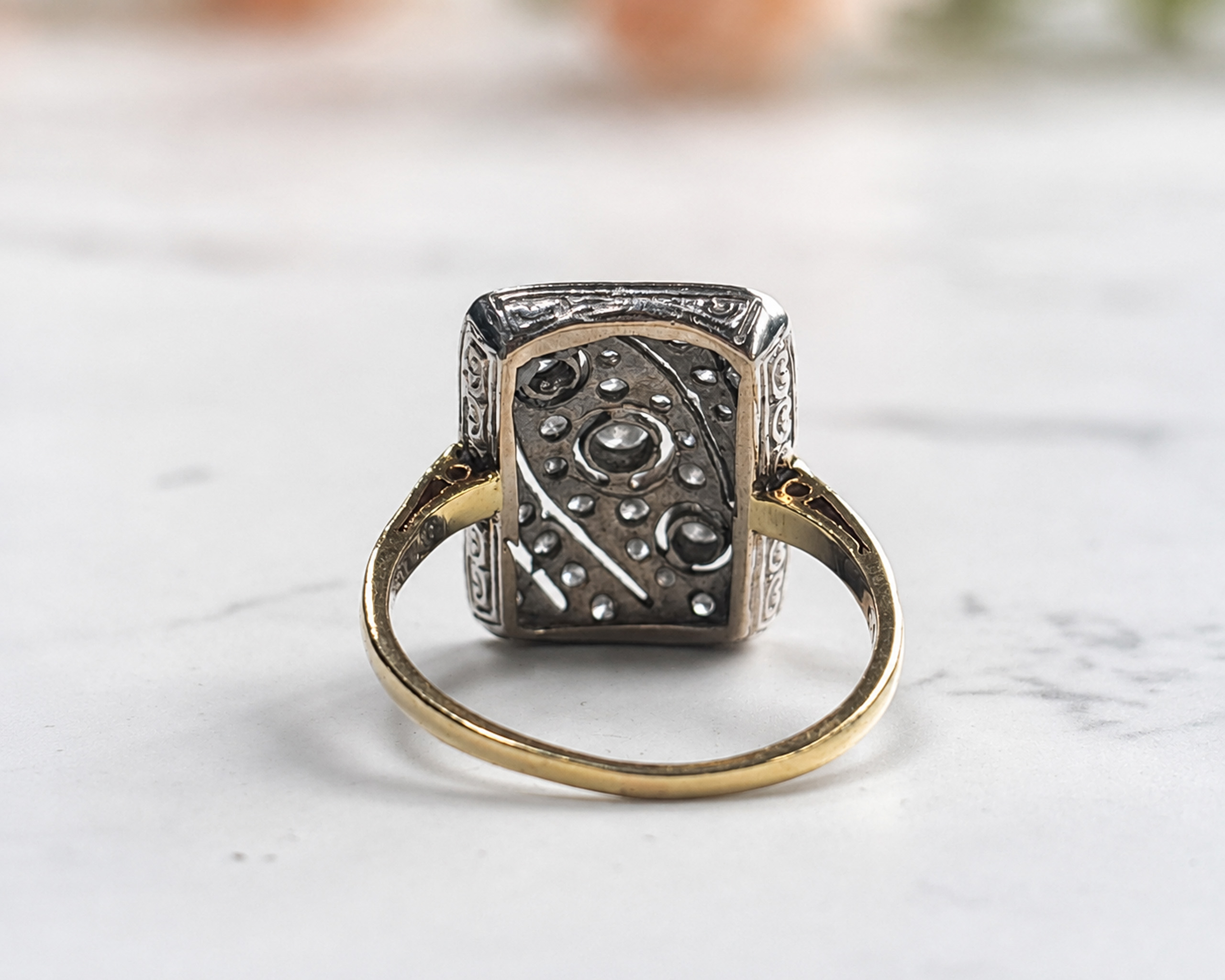 diamond art deco style panel ring back