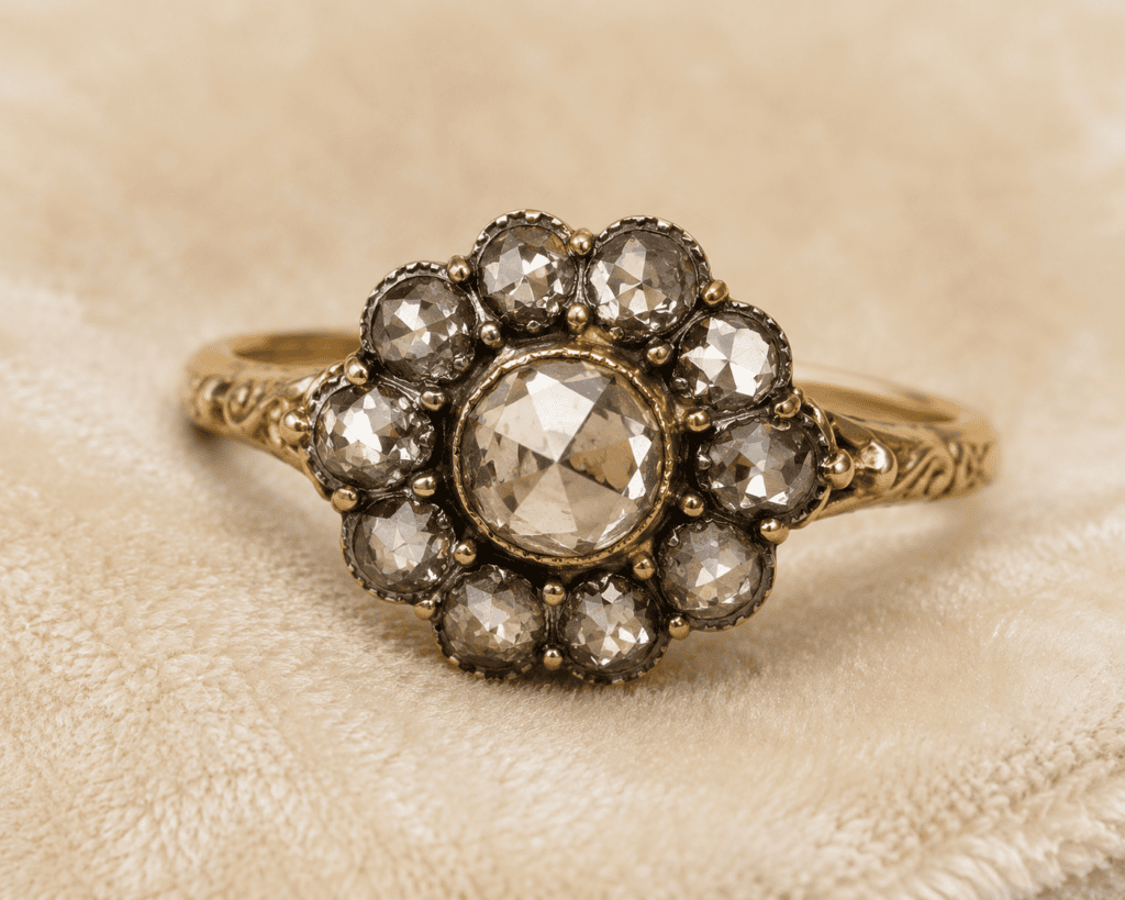 A Georgian diamond ring with old cut diamonds