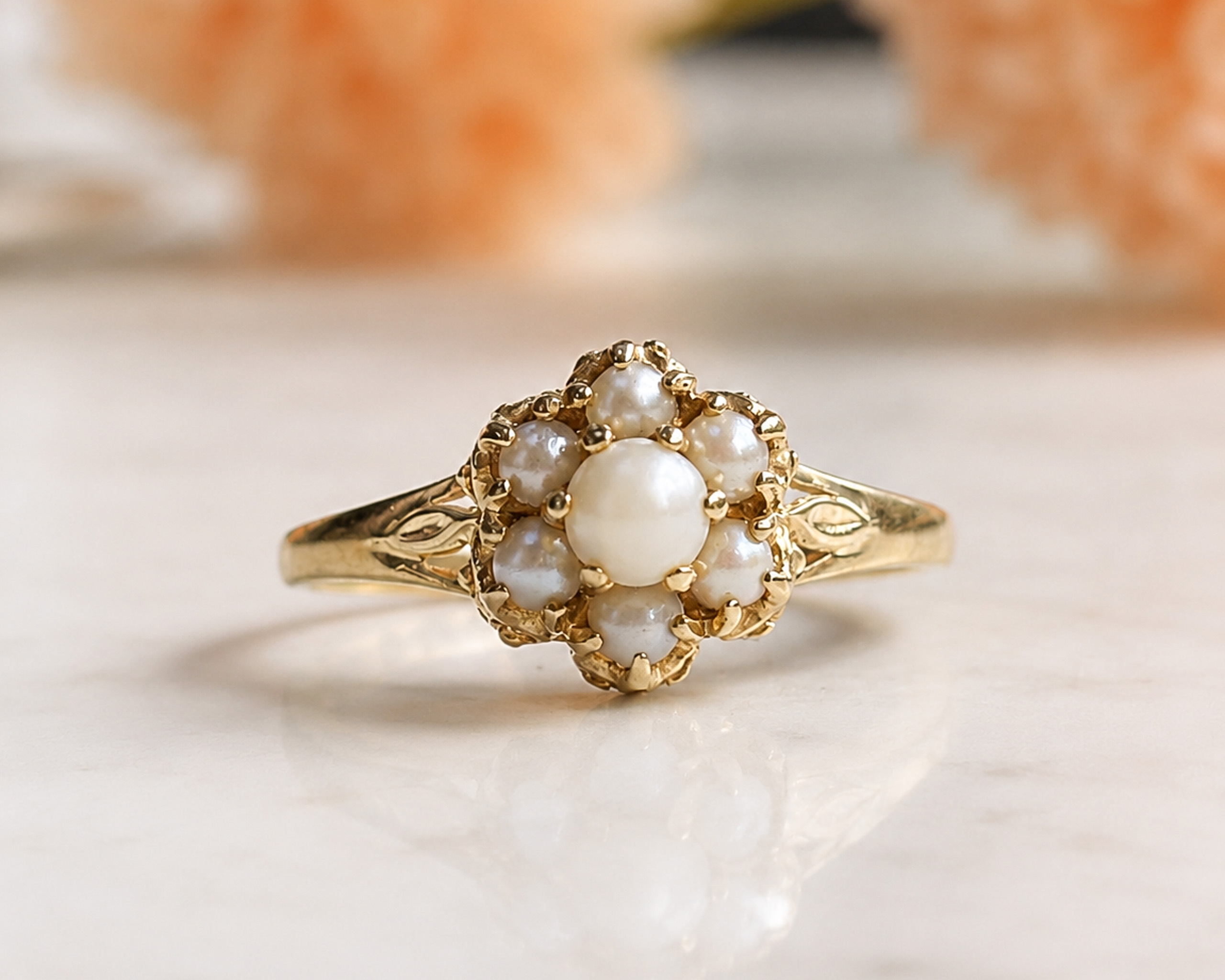 vintage pearl cluster ring