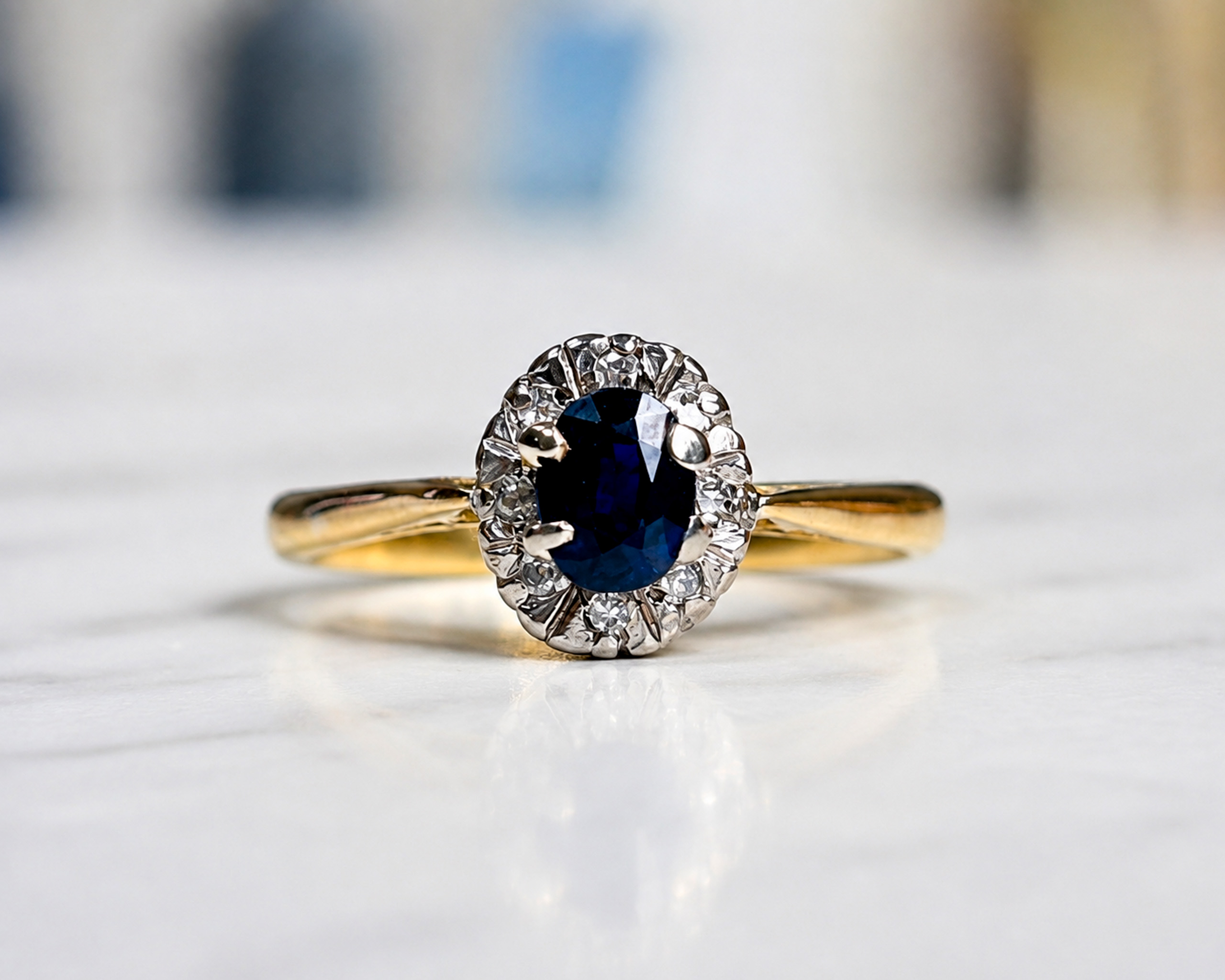vintage sapphire and diamond cluster ring