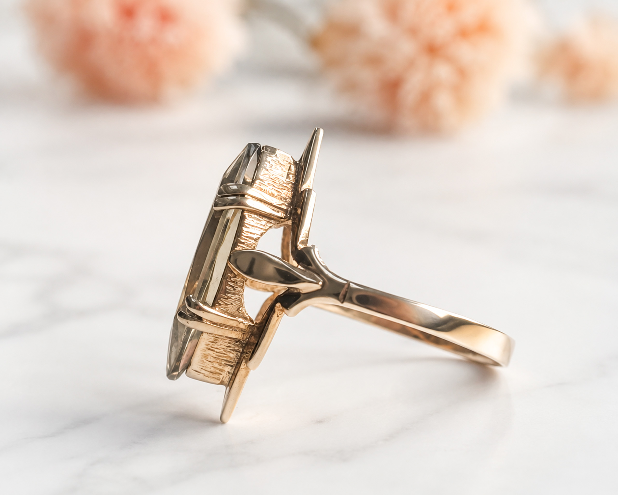 vintage smoky quartz ring side