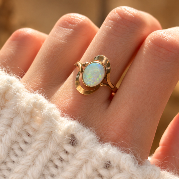 1930s opal ring in 9ct gold for sale in Leeds on hand