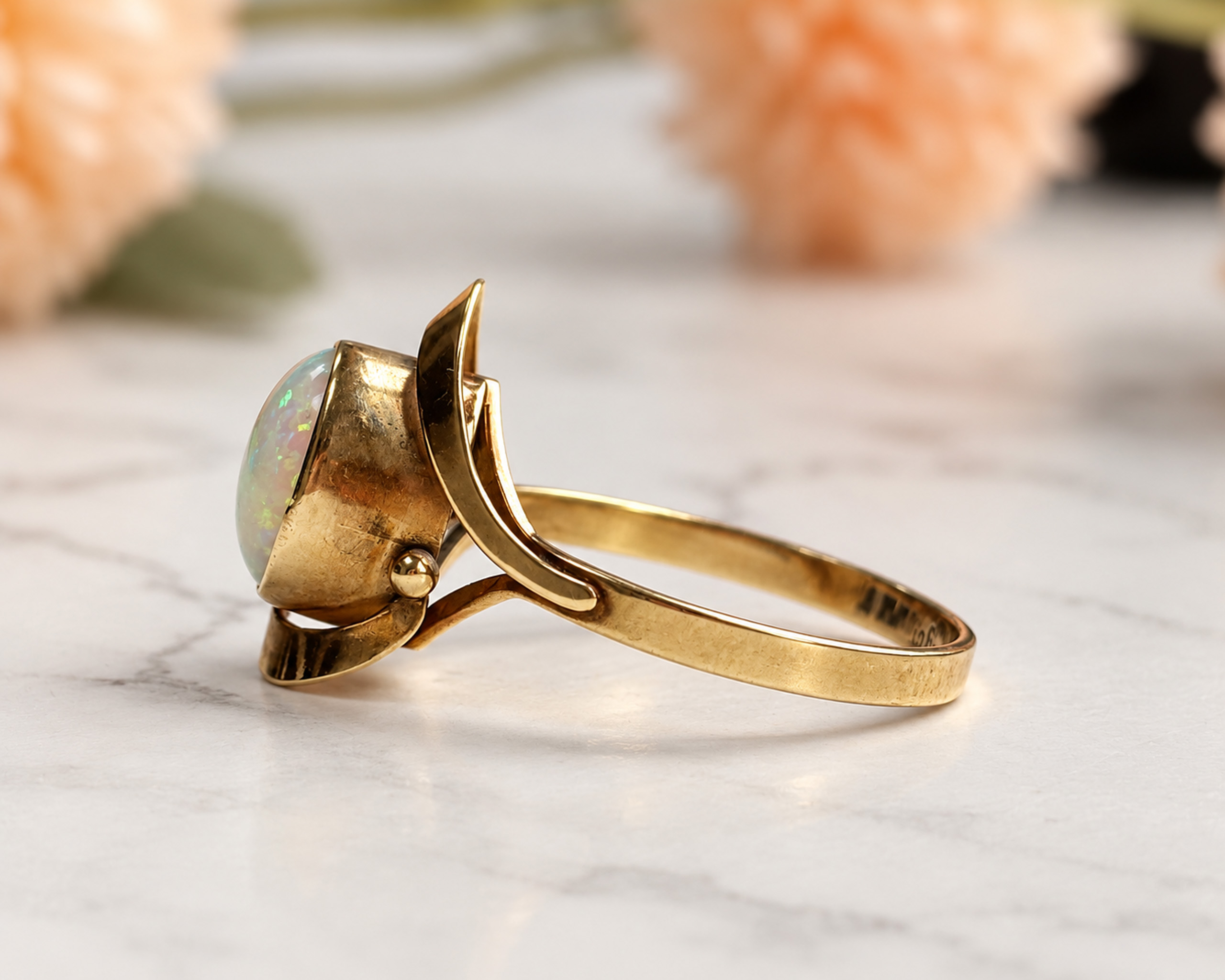 1930s opal ring side view