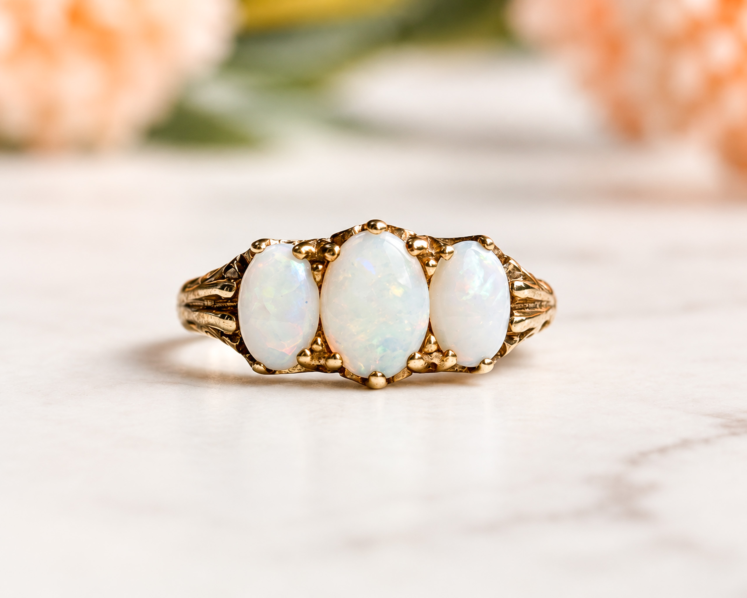 vintage 9ct gold opal ring three stone ring for sale in Leeds