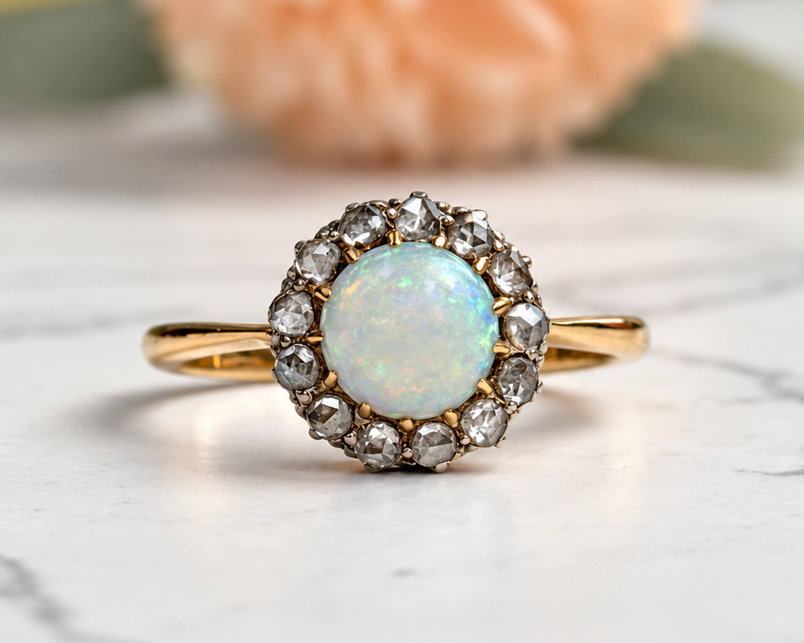 Victorian opal and rose cut diamond ring