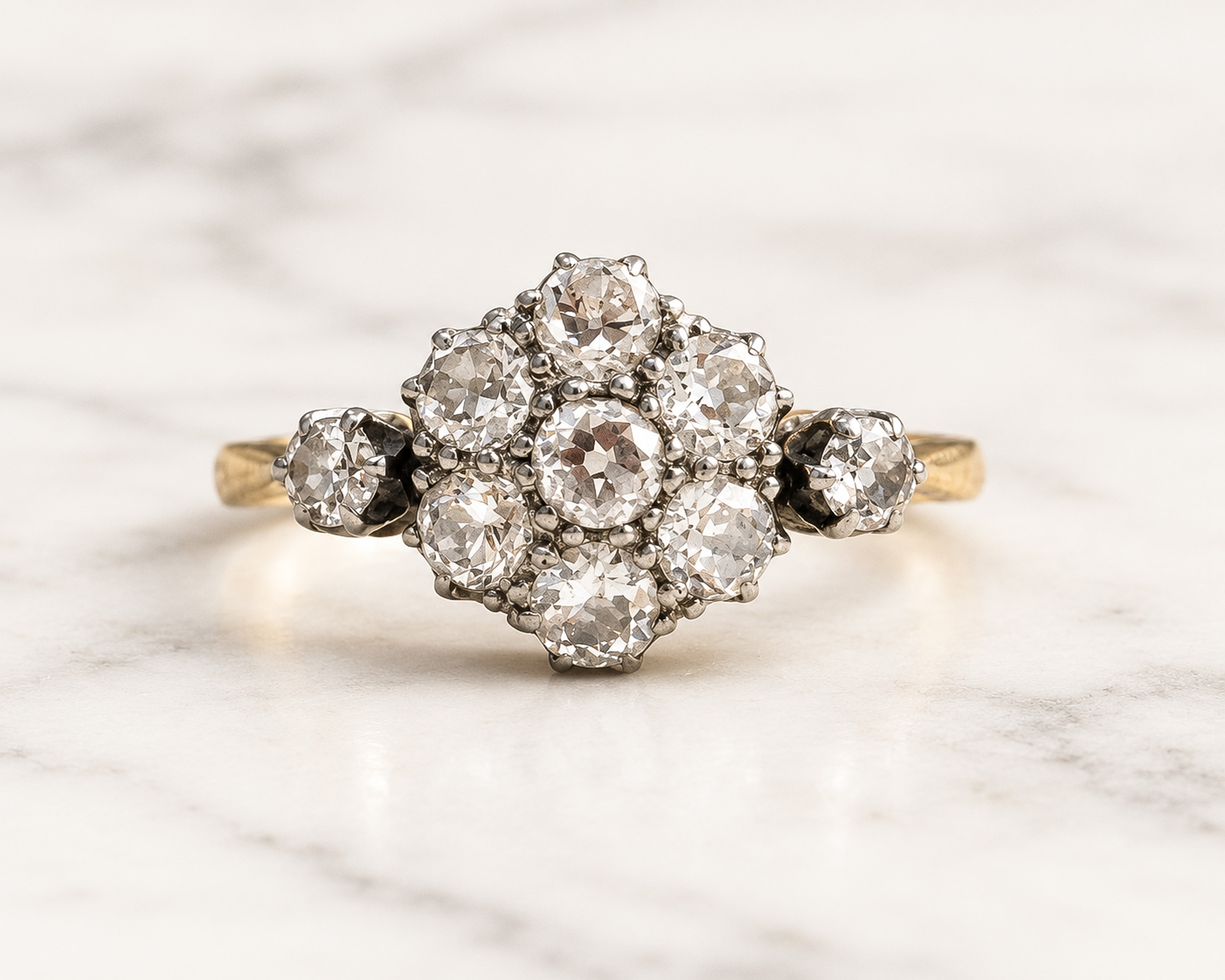 art deco daisy cluster ring