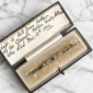 antique Edwardian sapphire and diamond bar brooch with hand written note from Lady Hollins in the original box