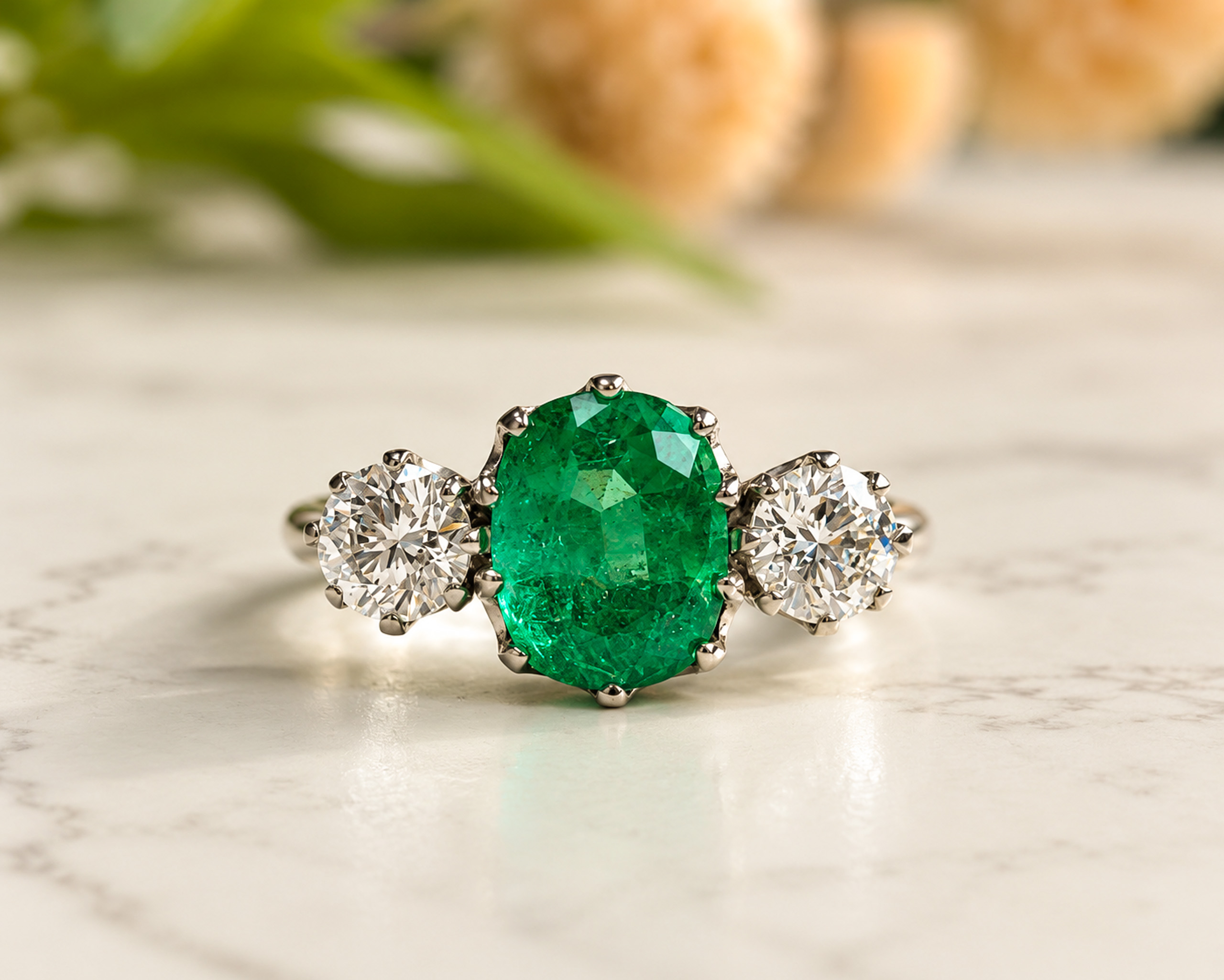 emerald and diamond ring