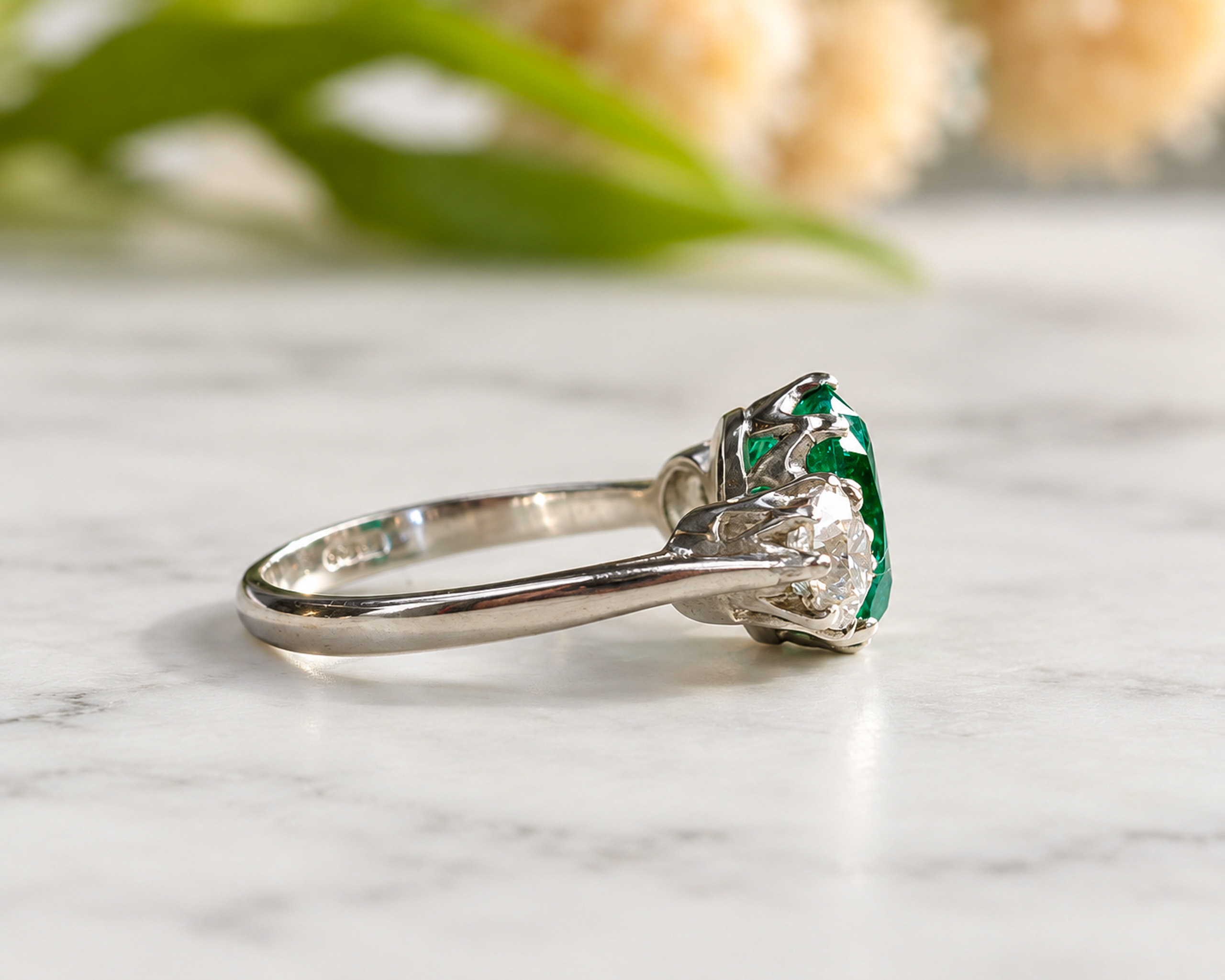 emerald ring side view