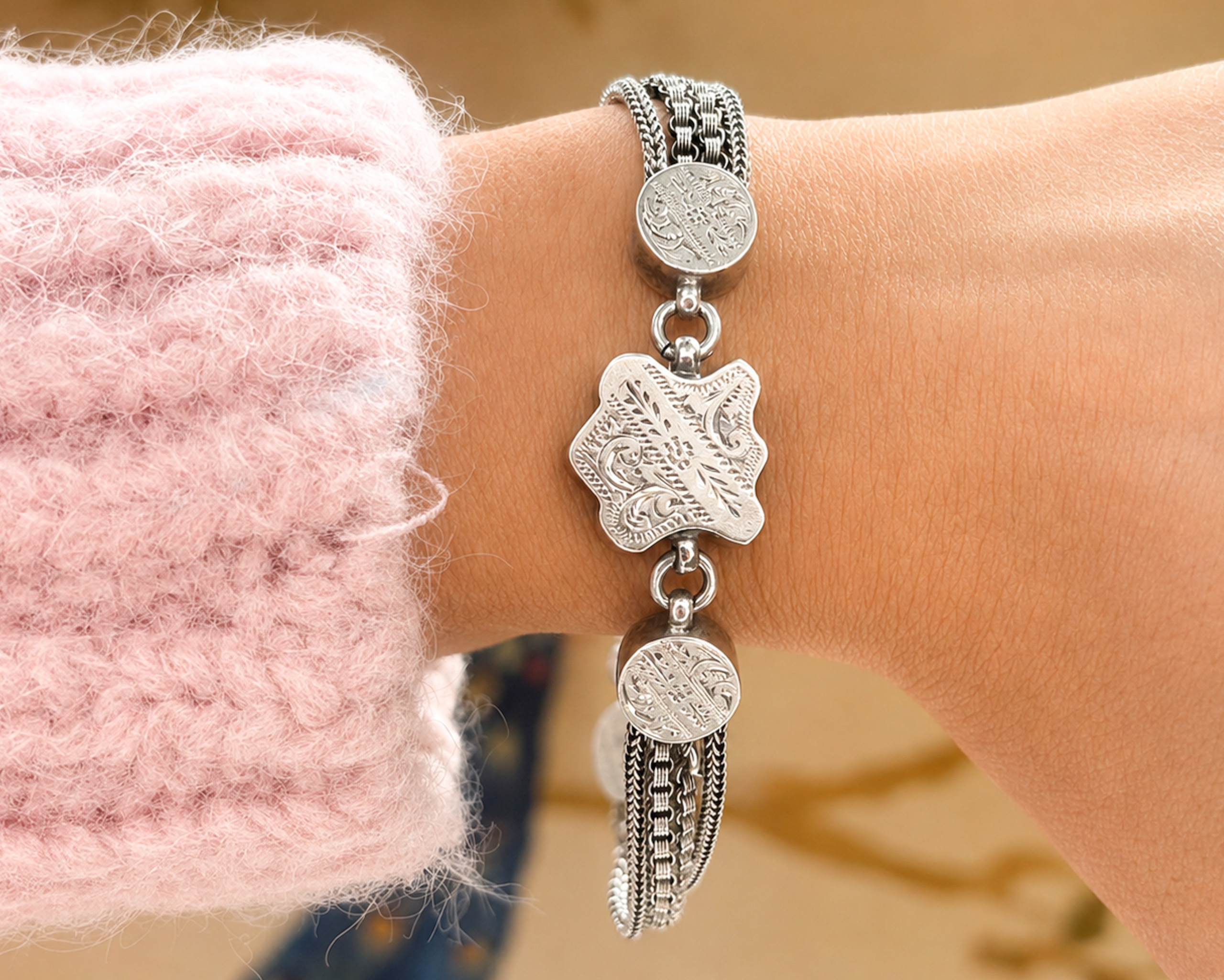 silver albertina on hand