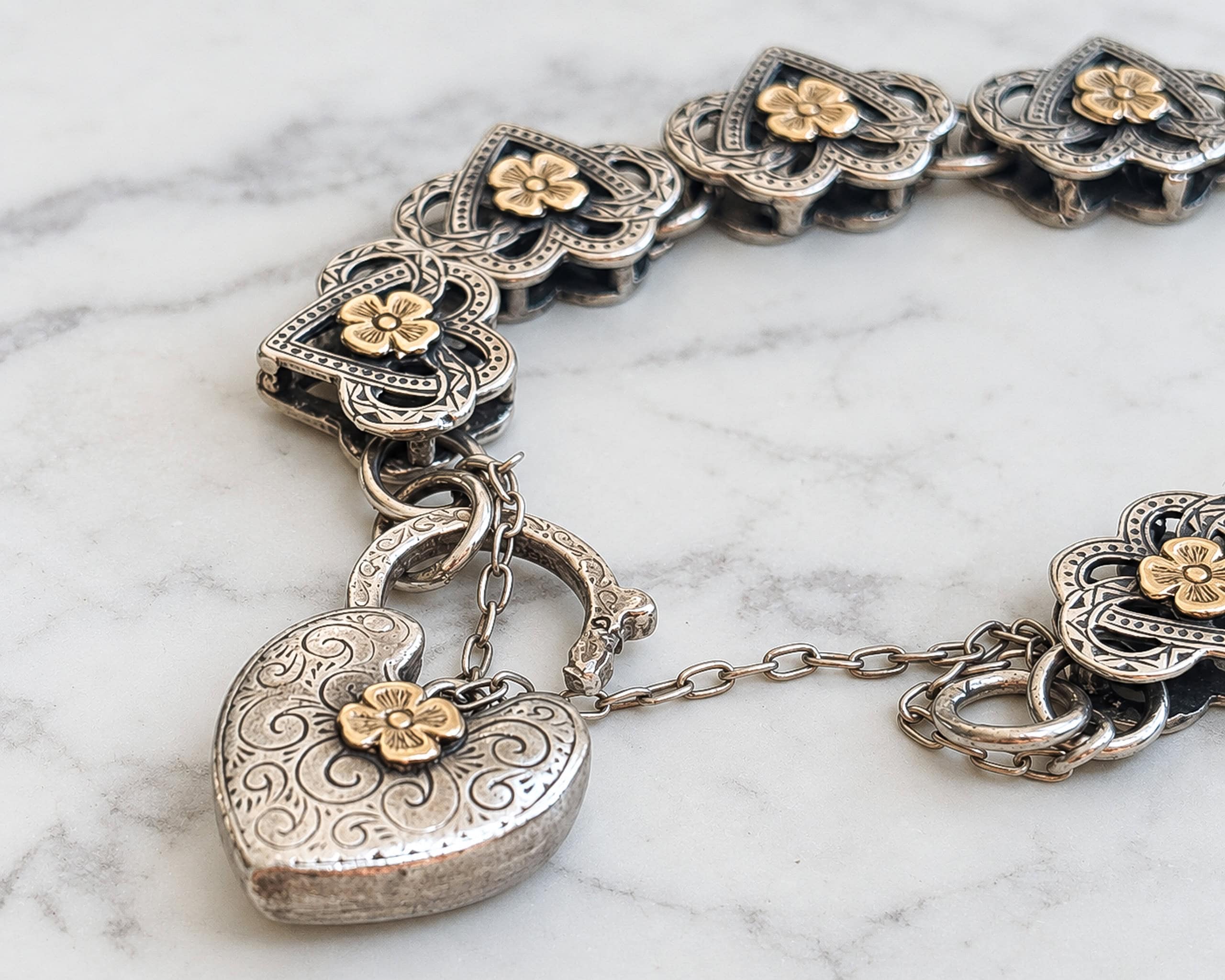 victorian silver and gold bracelet open