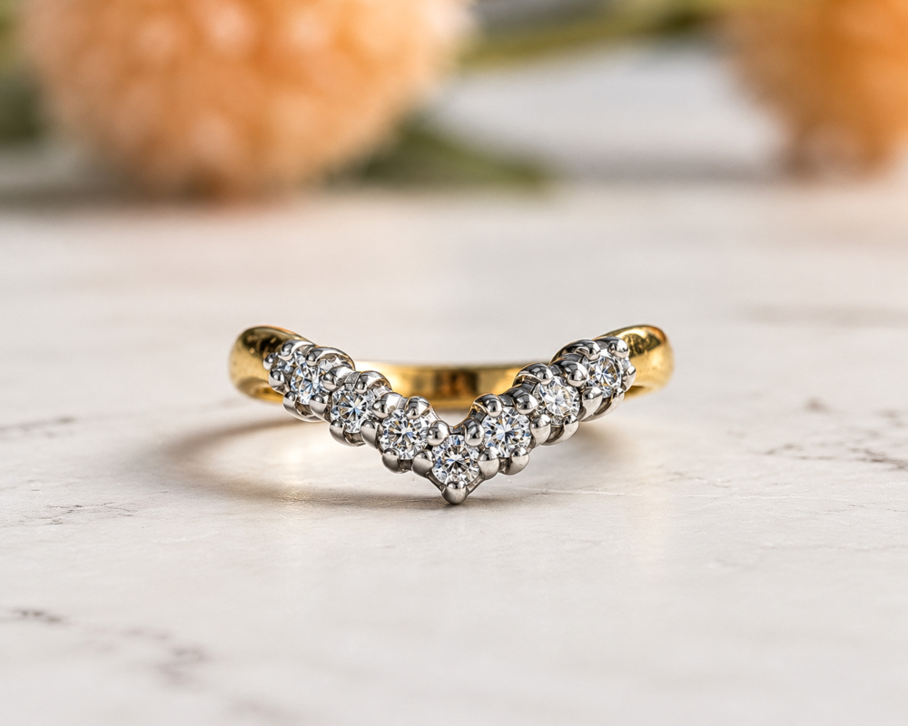 vintage diamond wishbone ring vintage diamond wishbone ring in 9ct yellow gold for sale in Leeds,