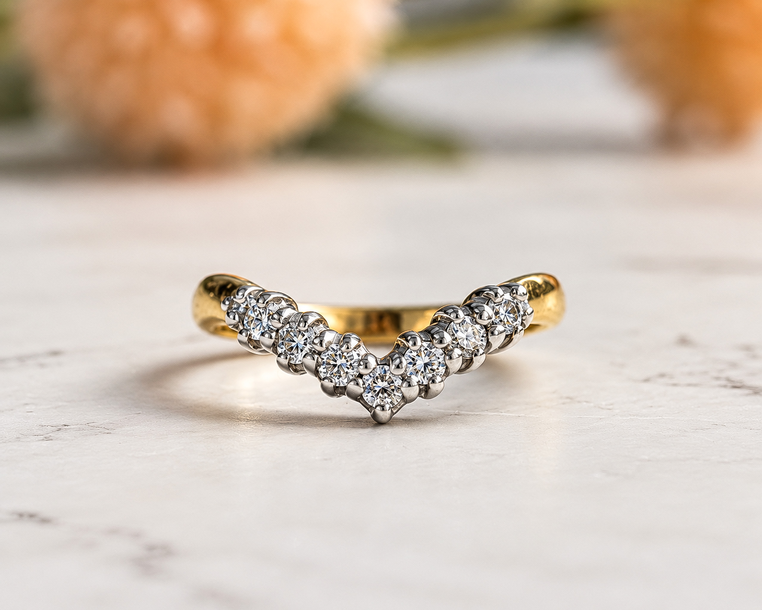 vintage diamond wishbone ring in 9ct yellow gold for sale in Leeds,