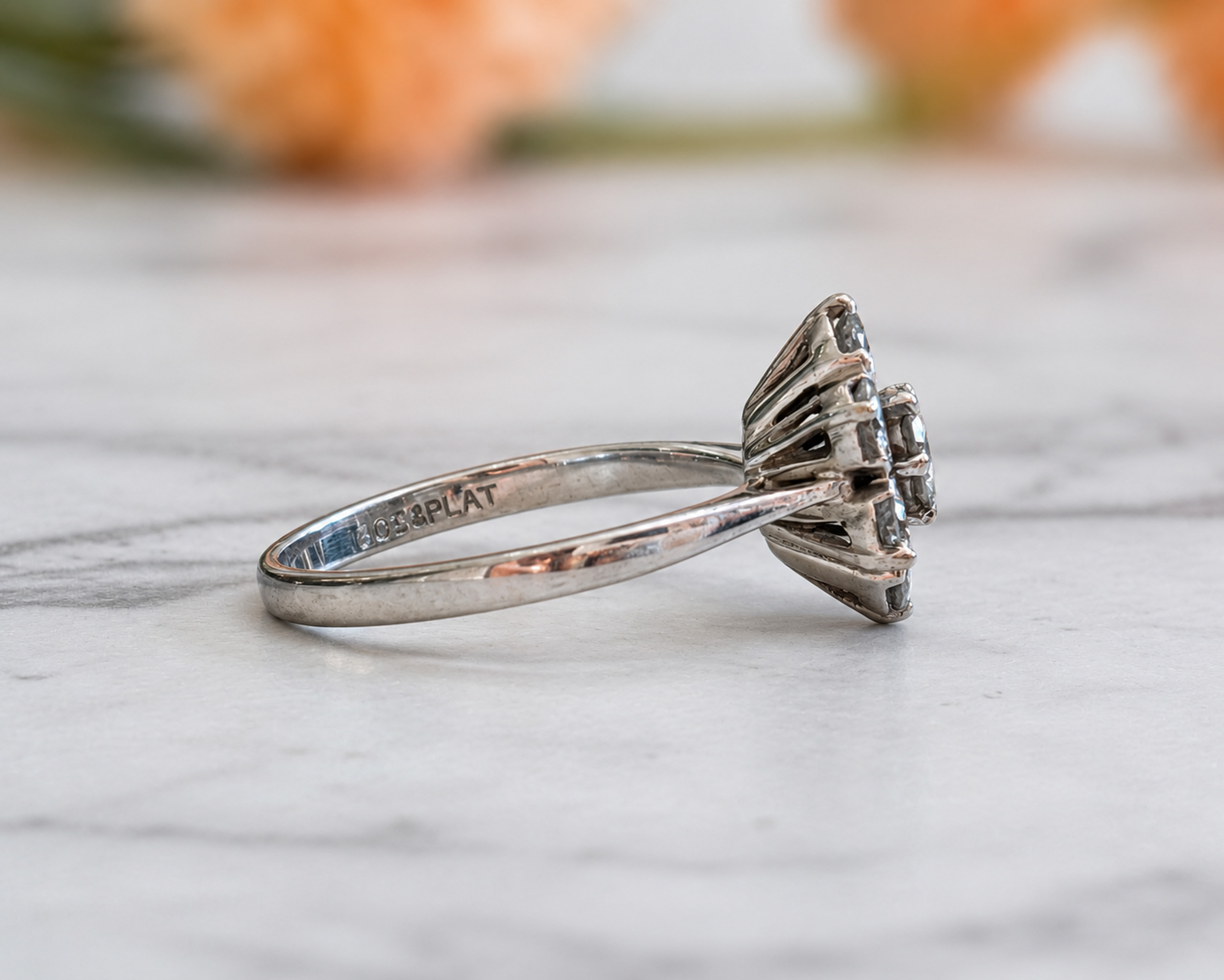 vintage flower ring side