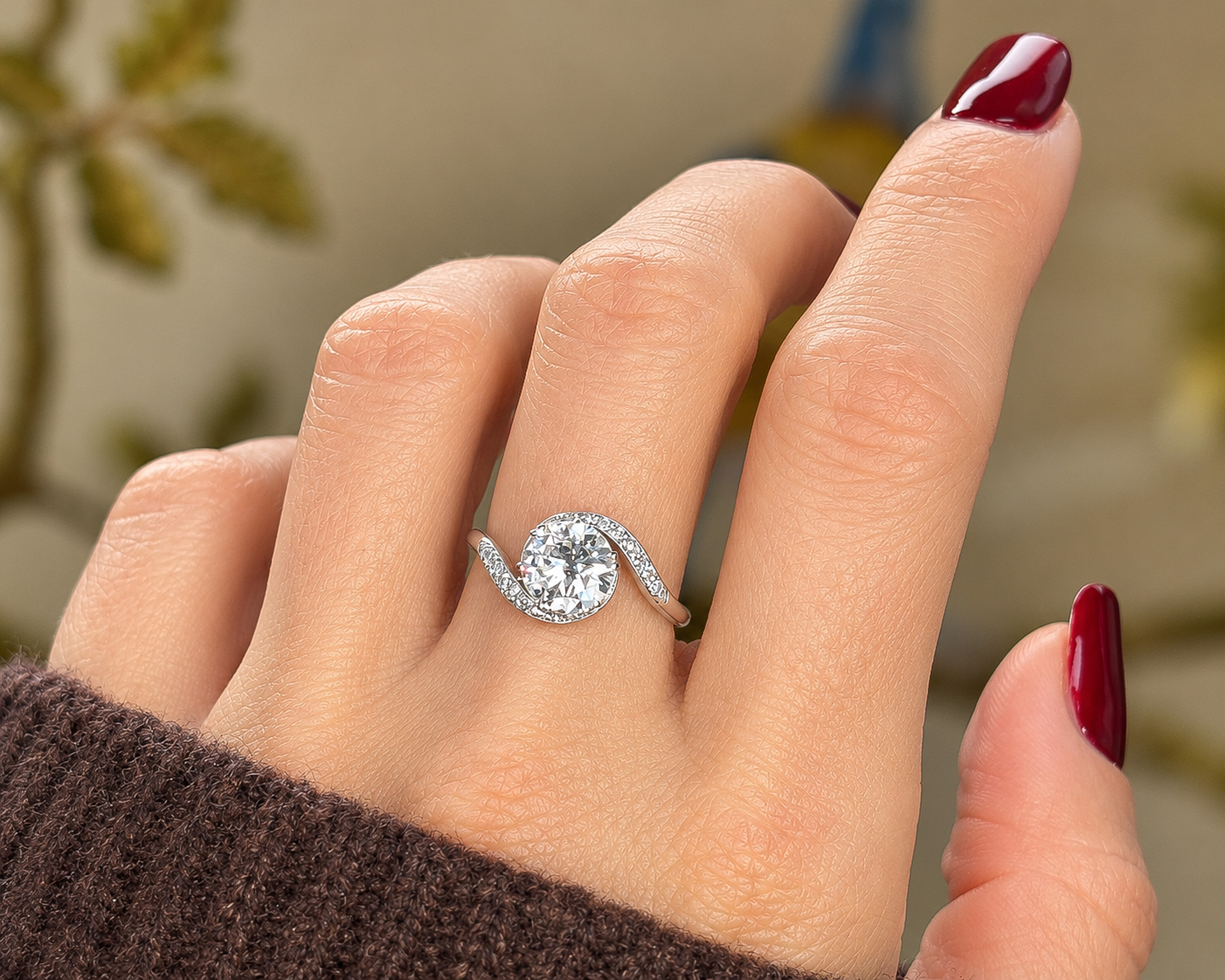 1930s diamond twist ring on hand