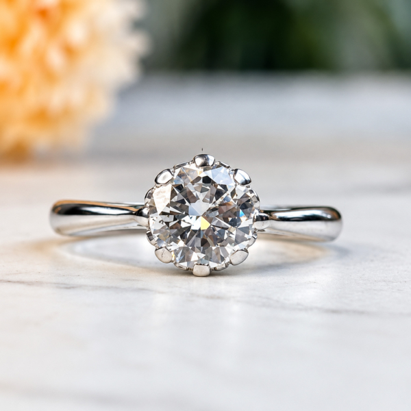 antique 1930s 1ct diamond solitaire ring in 18ct white gold for sale in Leeds