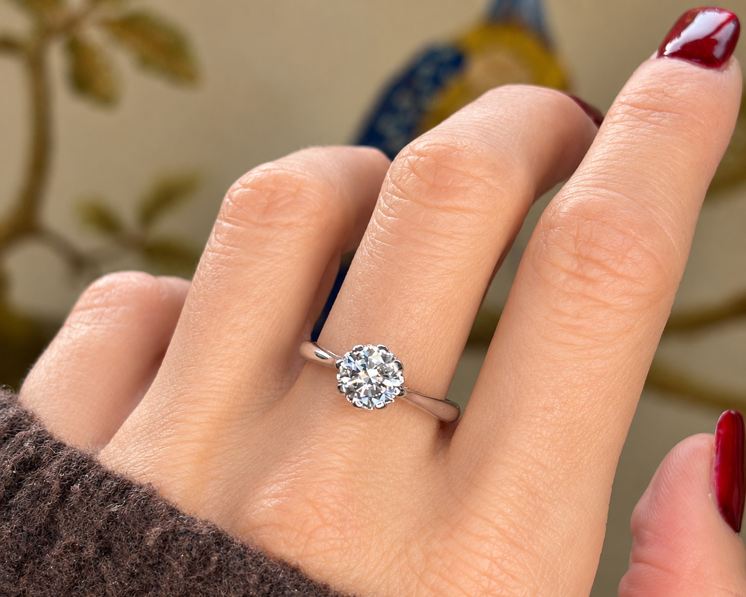 1930s solitaire ring on hand