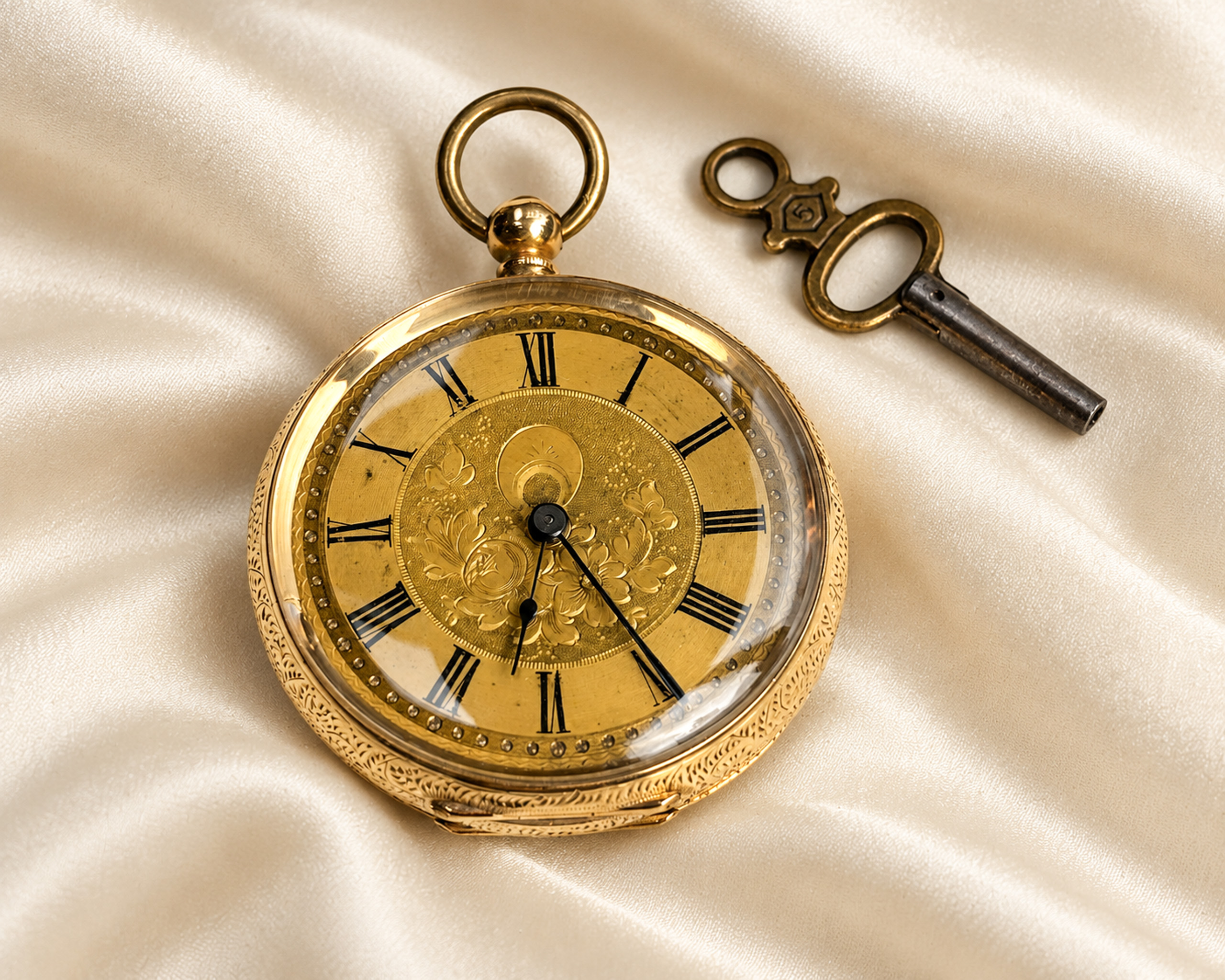 Antique Pocket Watch and Winding Key