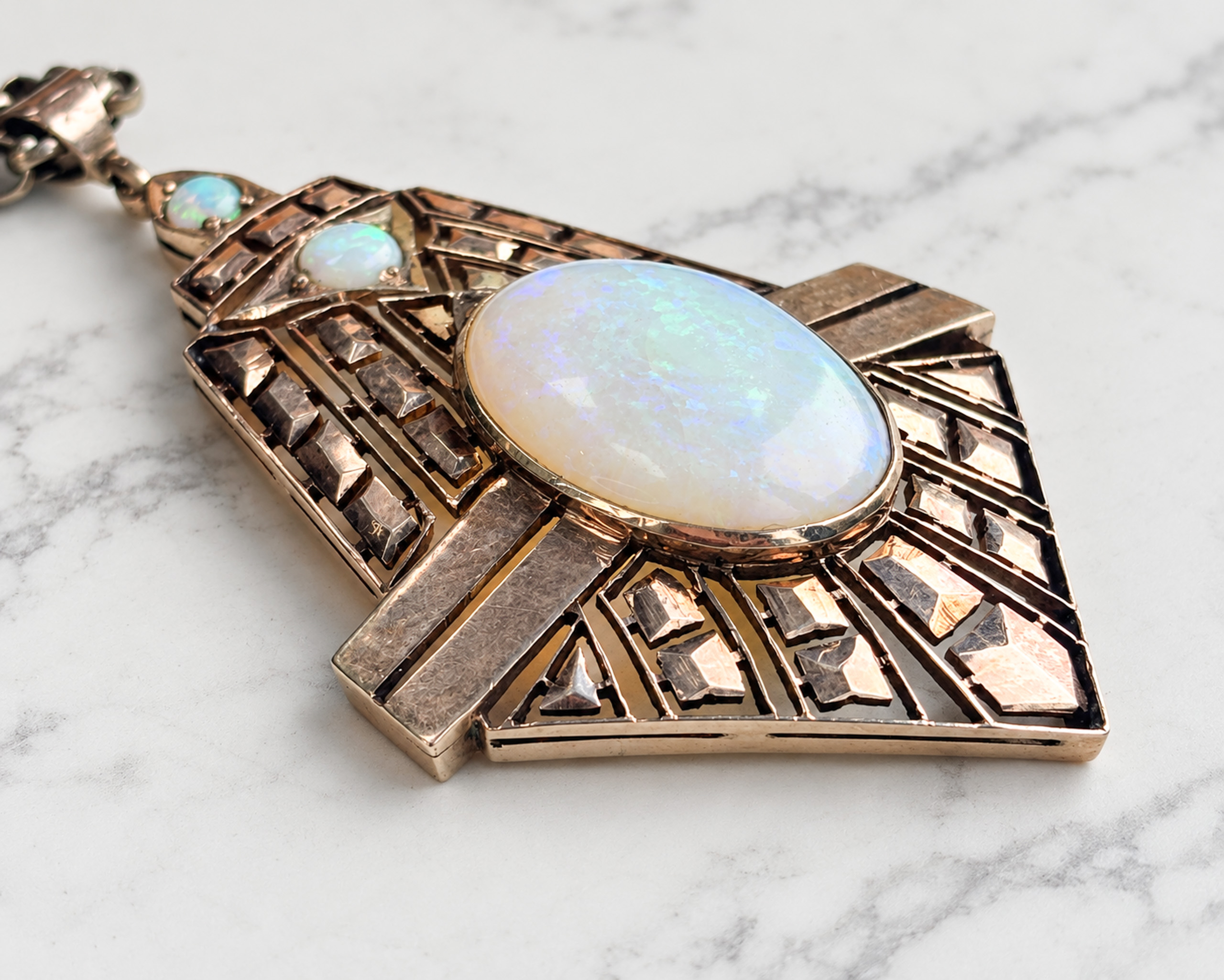 Art Deco Opal Pendant on Marble (1)