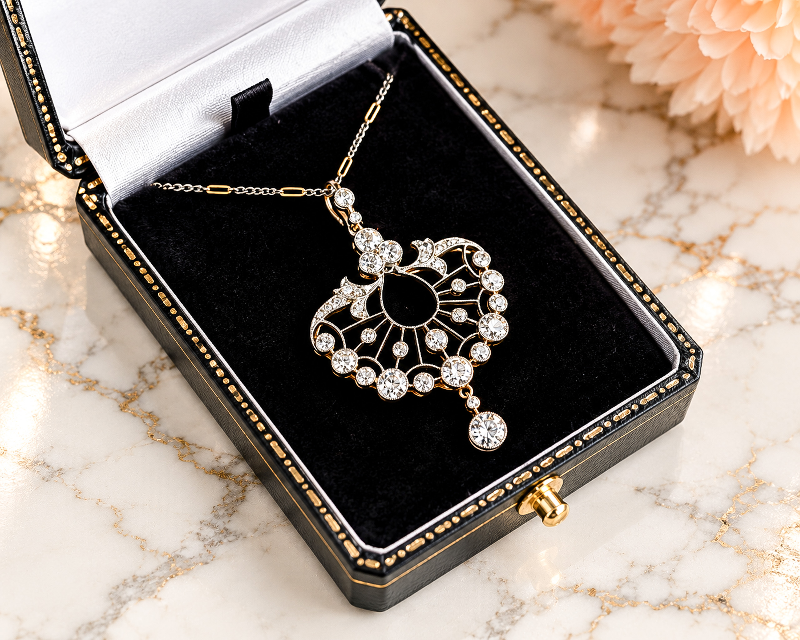 Art Deco Pendant in Velvet Jewellery Box
