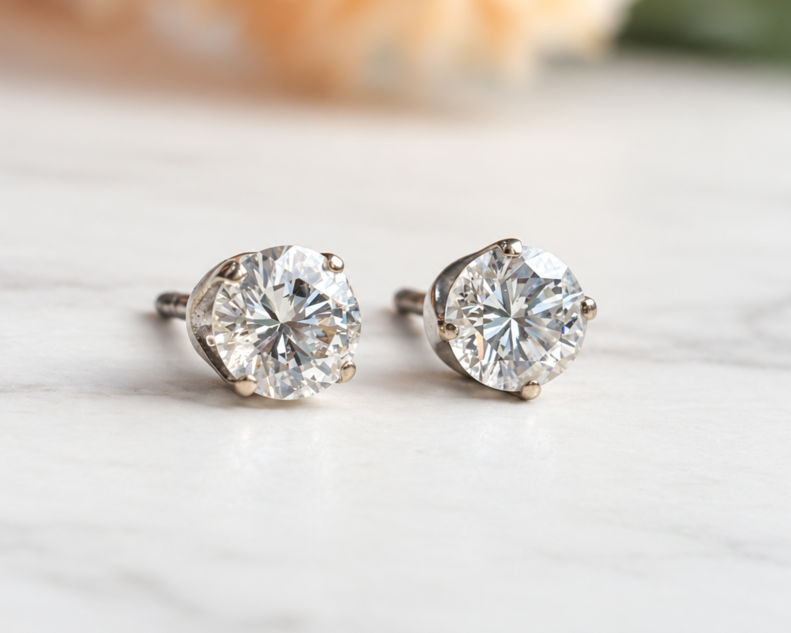 vintage 1ct diamond studs in 18ct white gold, VS1 clarity and H colour for sale in Leeds